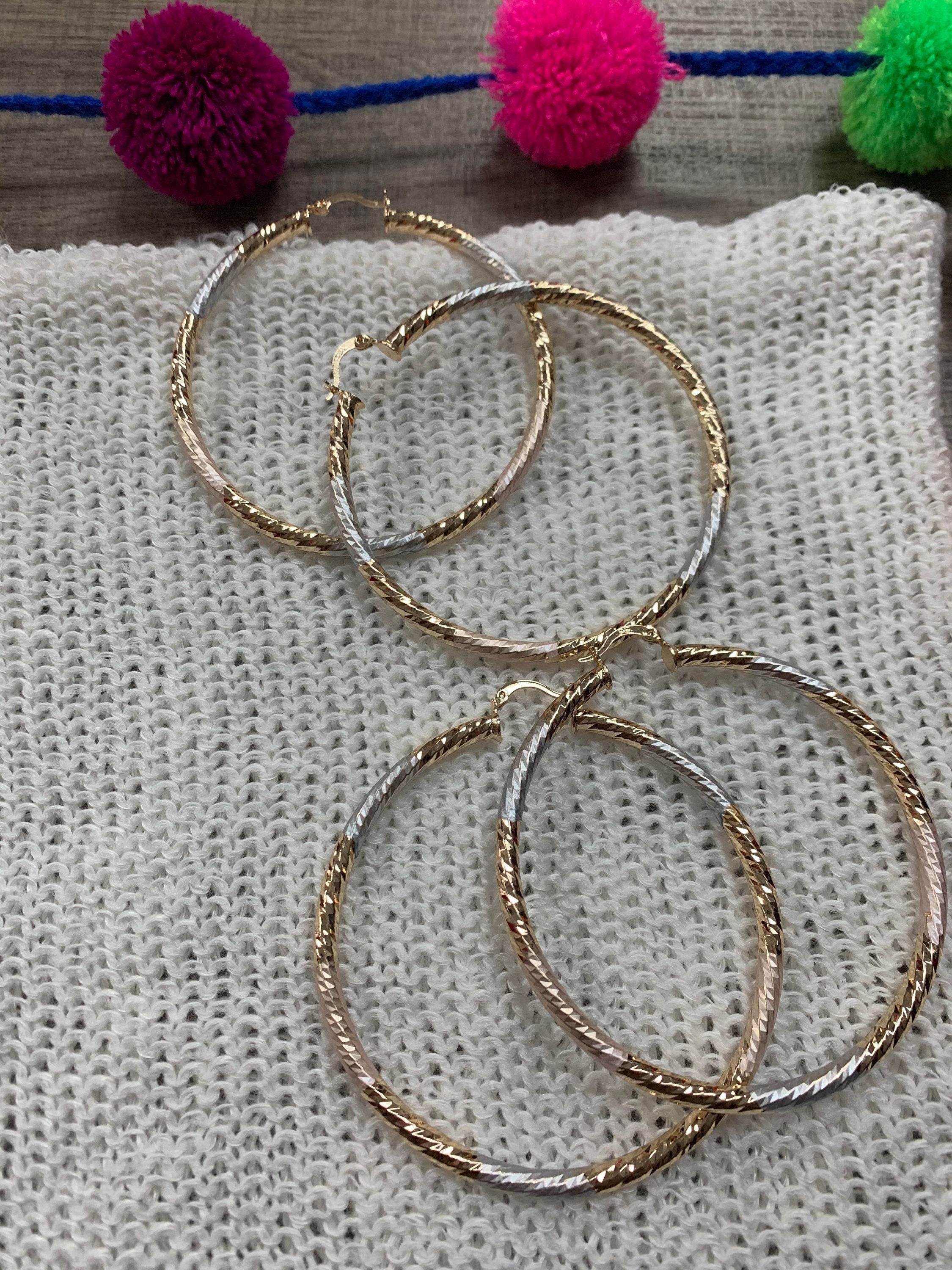 Image of Beautiful Gold Plated Hoop Earrings - Artisanal Earrings - Artisan Made Earrings