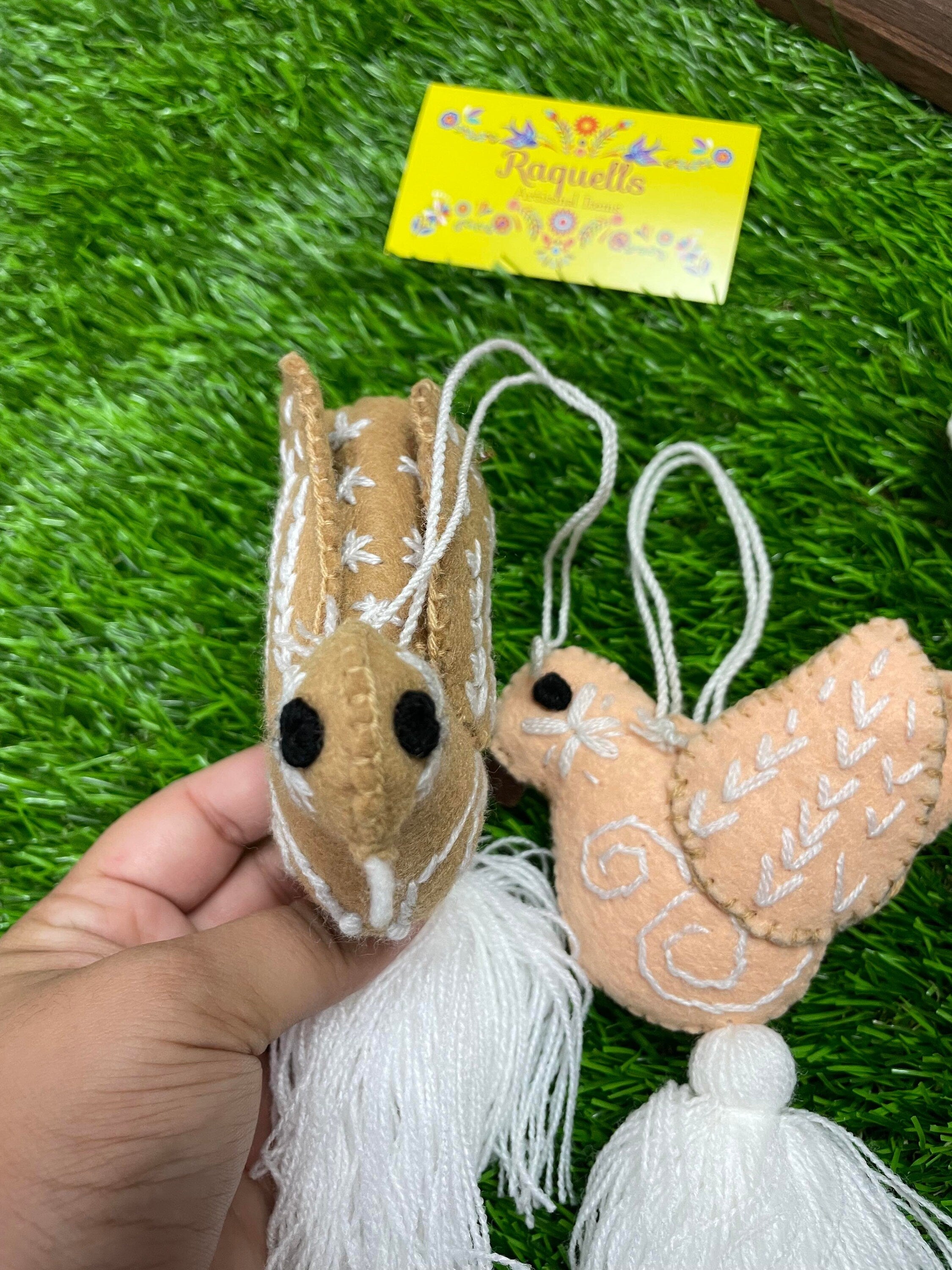 Handmade Dove Felt Tassel Charms - Handmade Charms - Ornament Charms - Car Decor