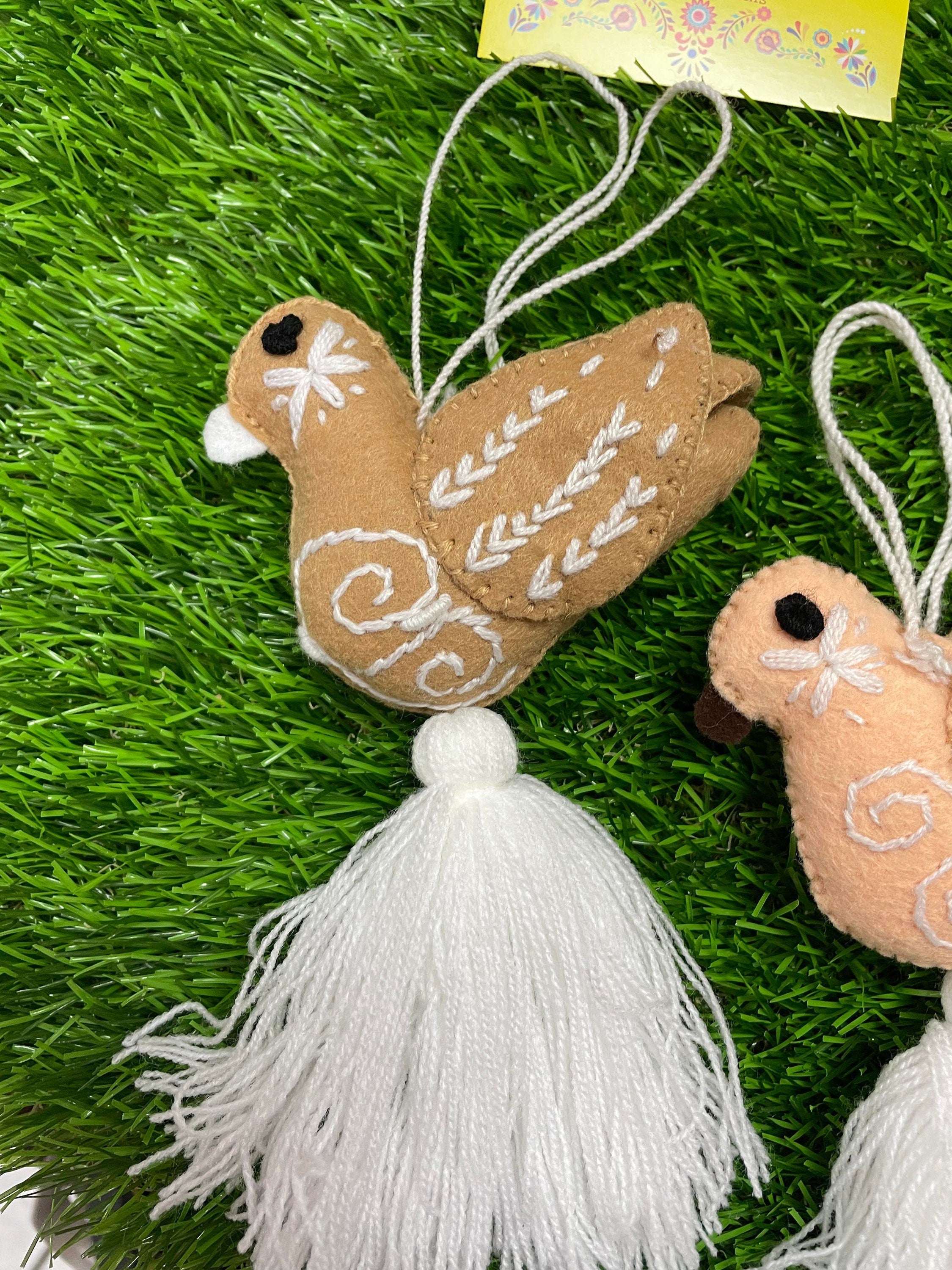Handmade Dove Felt Tassel Charms - Handmade Charms - Ornament Charms - Car Decor