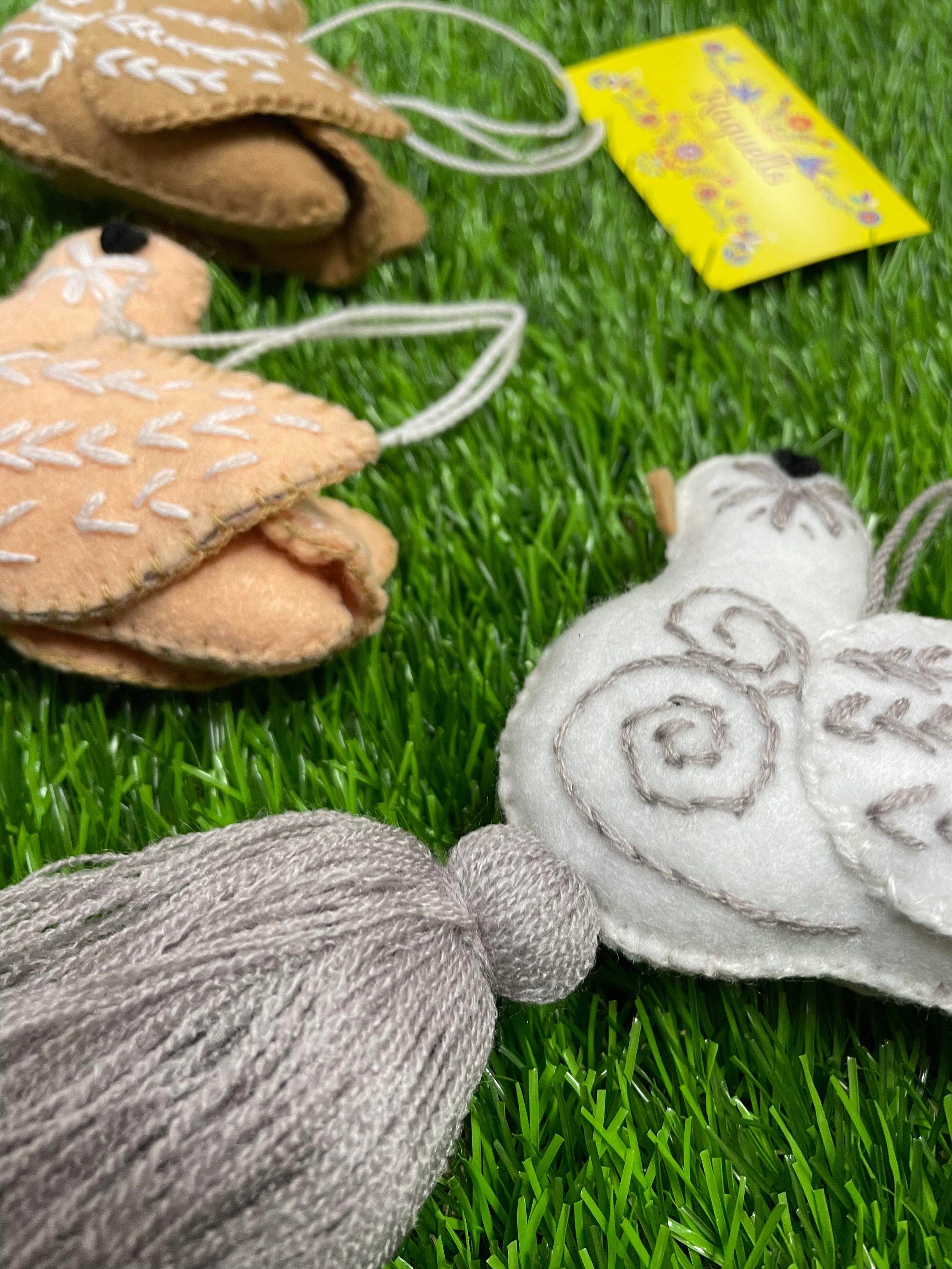 Handmade Dove Felt Tassel Charms - Handmade Charms - Ornament Charms - Car Decor