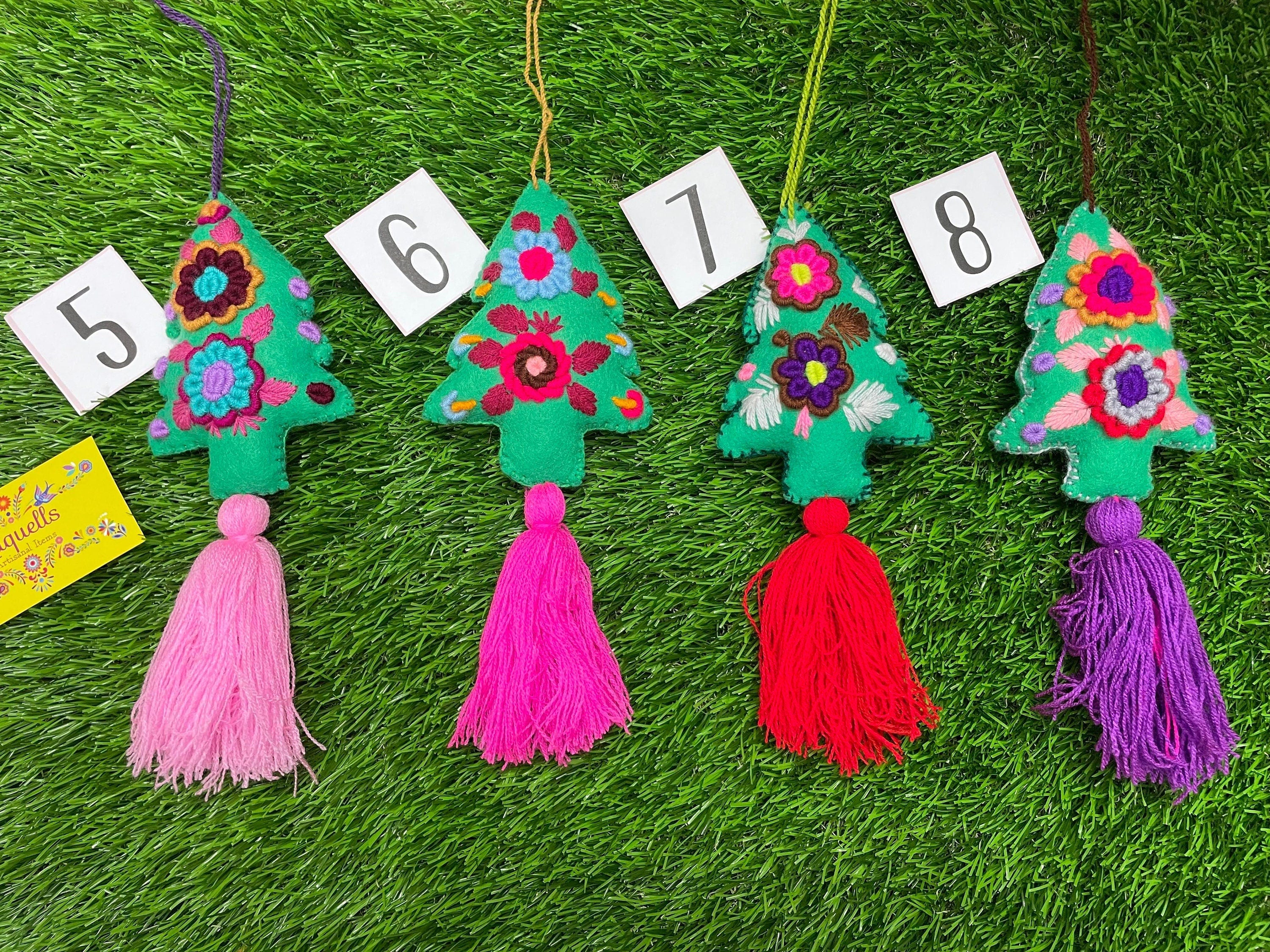 Image of Adorable Felt Christmas Tree with Tassel Charms - Perfect Handmade Ornament for Christmas