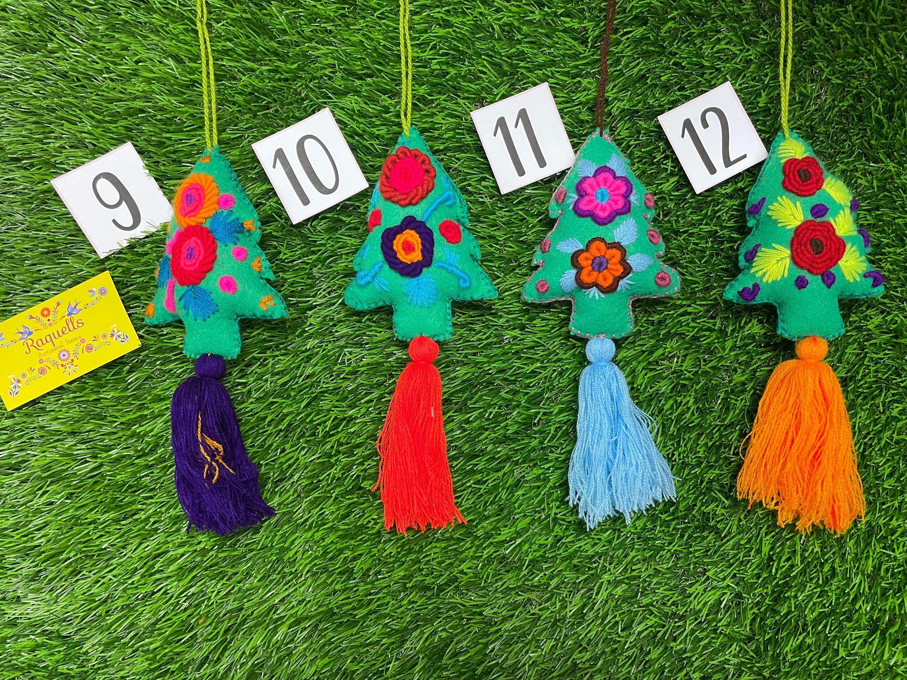 Image of Adorable Felt Christmas Tree with Tassel Charms - Perfect Handmade Ornament for Christmas