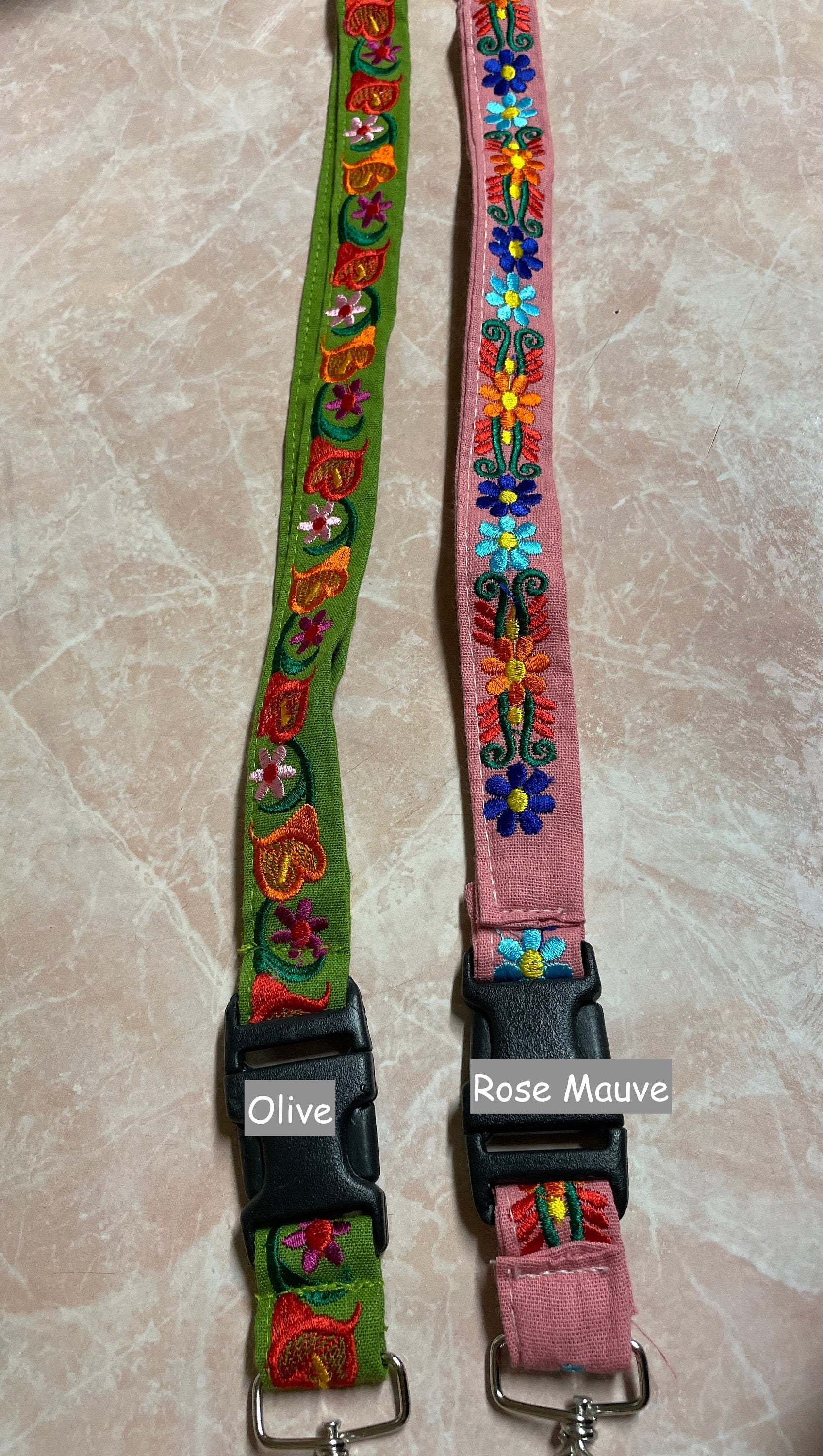 Image of Floral Embroidered Clip Lanyard Key/ID Holder - Clip Lanyard Key/ID Holder - Artisanal made