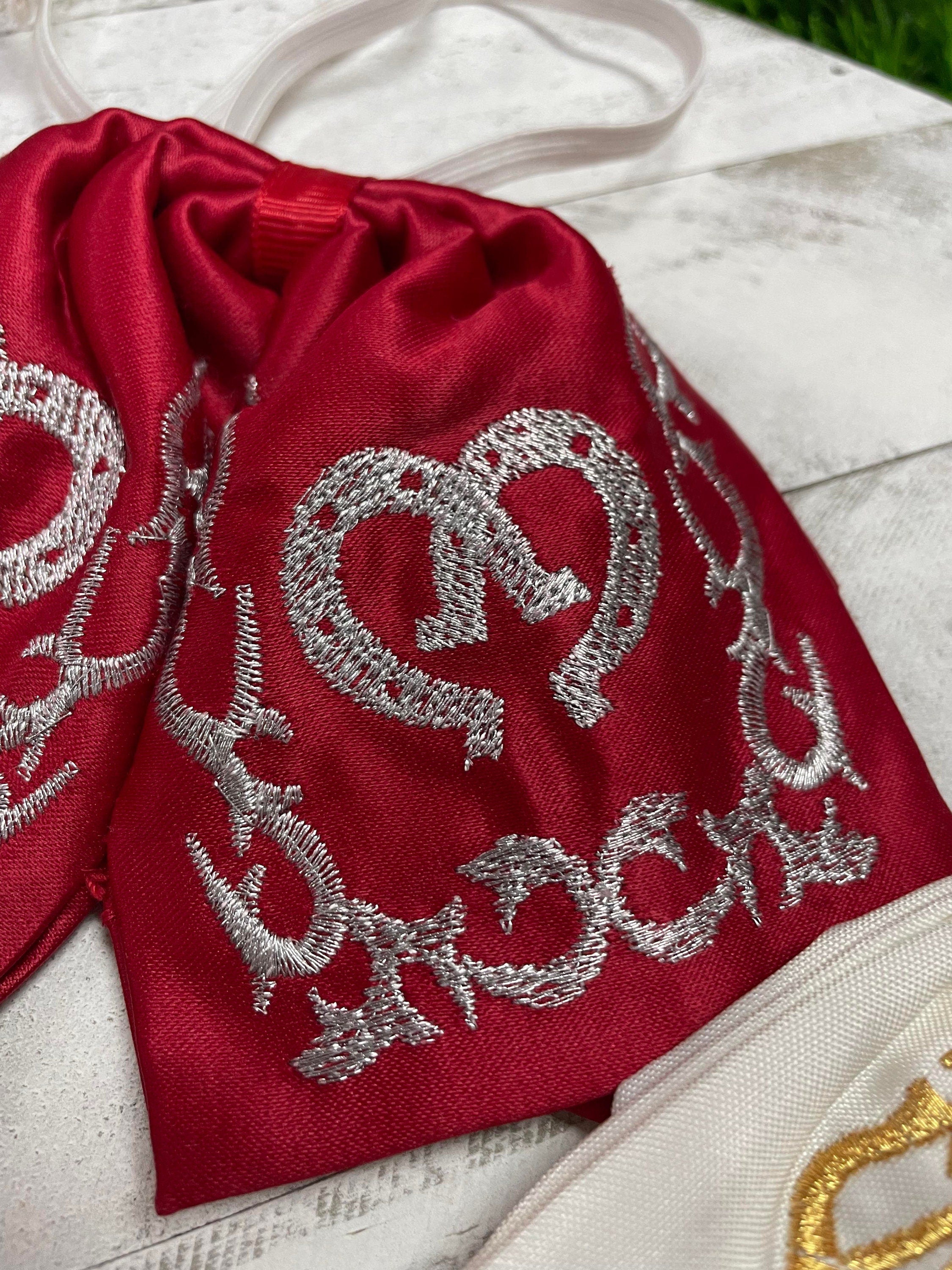 Mexican Embroidered Bowties - Satin Floral Embroidered Bowtie with Elastic