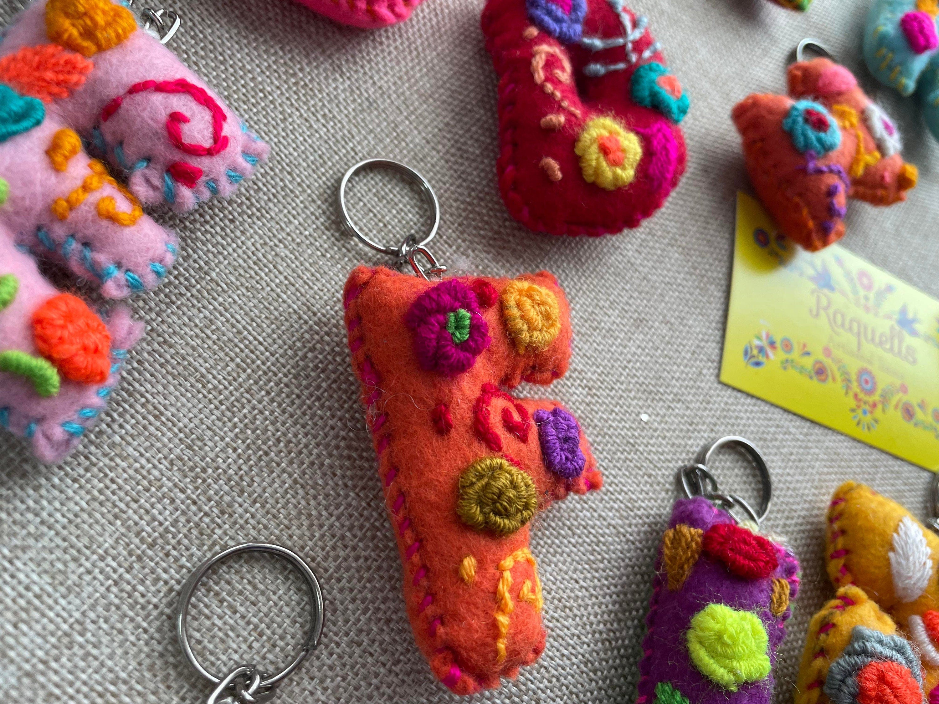 Embroidered Letter Keychain - Artisanal Initial Keychain