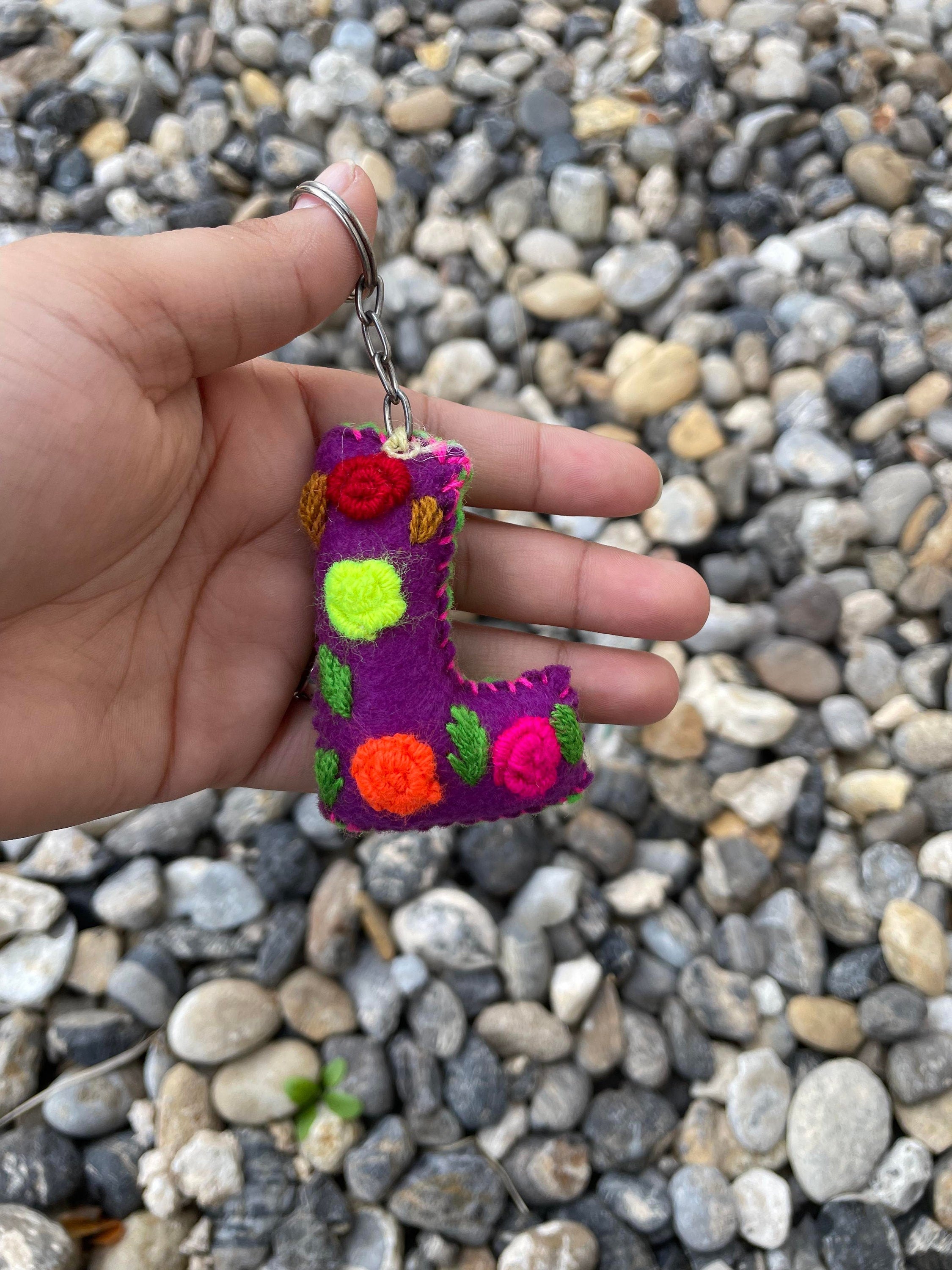 Image of Embroidered Letter Keychain - Artisanal Initial Keychain