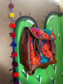 Image of Artisan Made Backpack with Beautiful Floral Embroidery and Great space for most of your needs