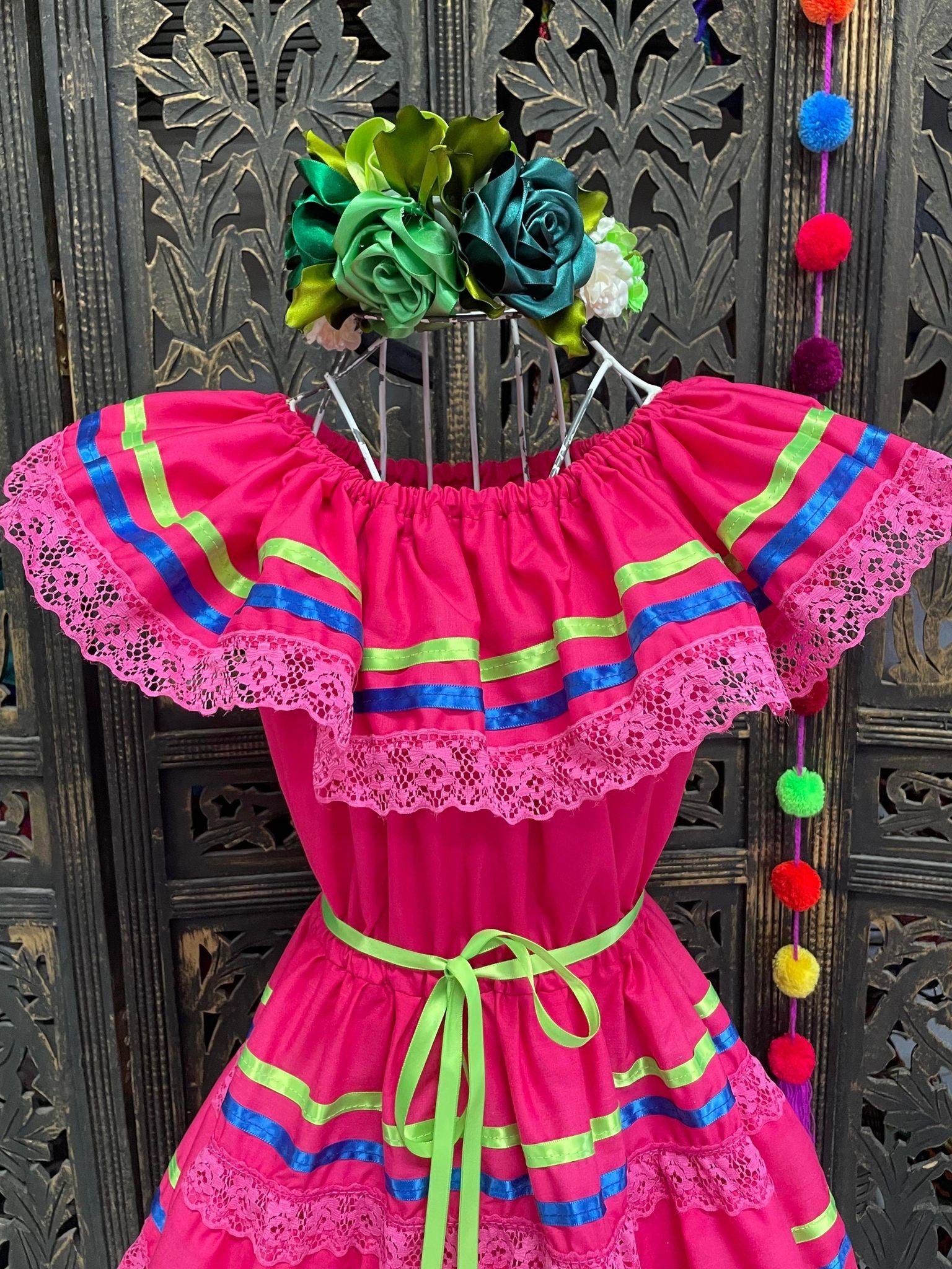 Image of Ready to Ship Fiesta Dress - Girls Halloween Costume - Handmade Mexican Dress
