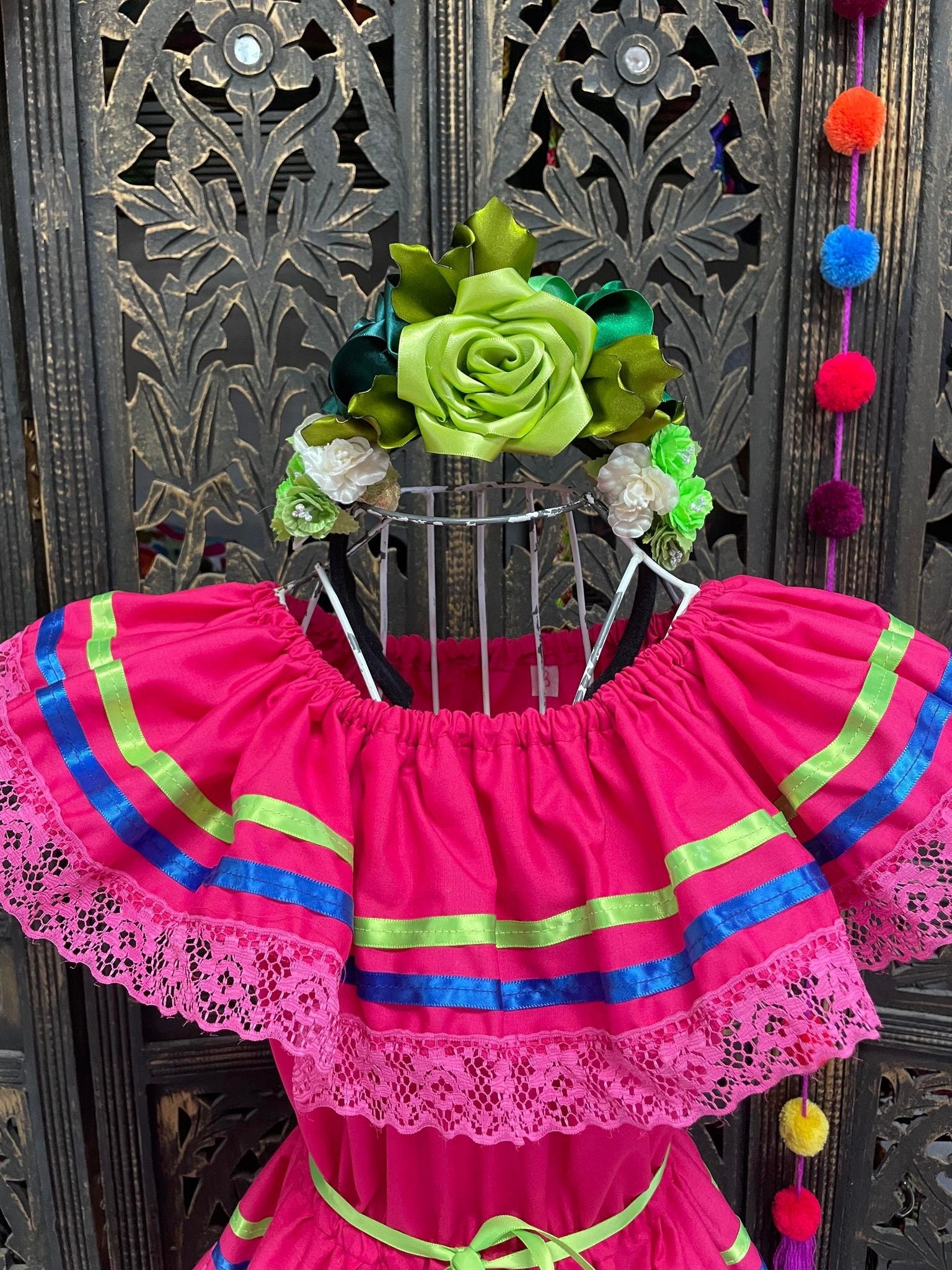 Image of Ready to Ship Fiesta Dress - Girls Halloween Costume - Handmade Mexican Dress