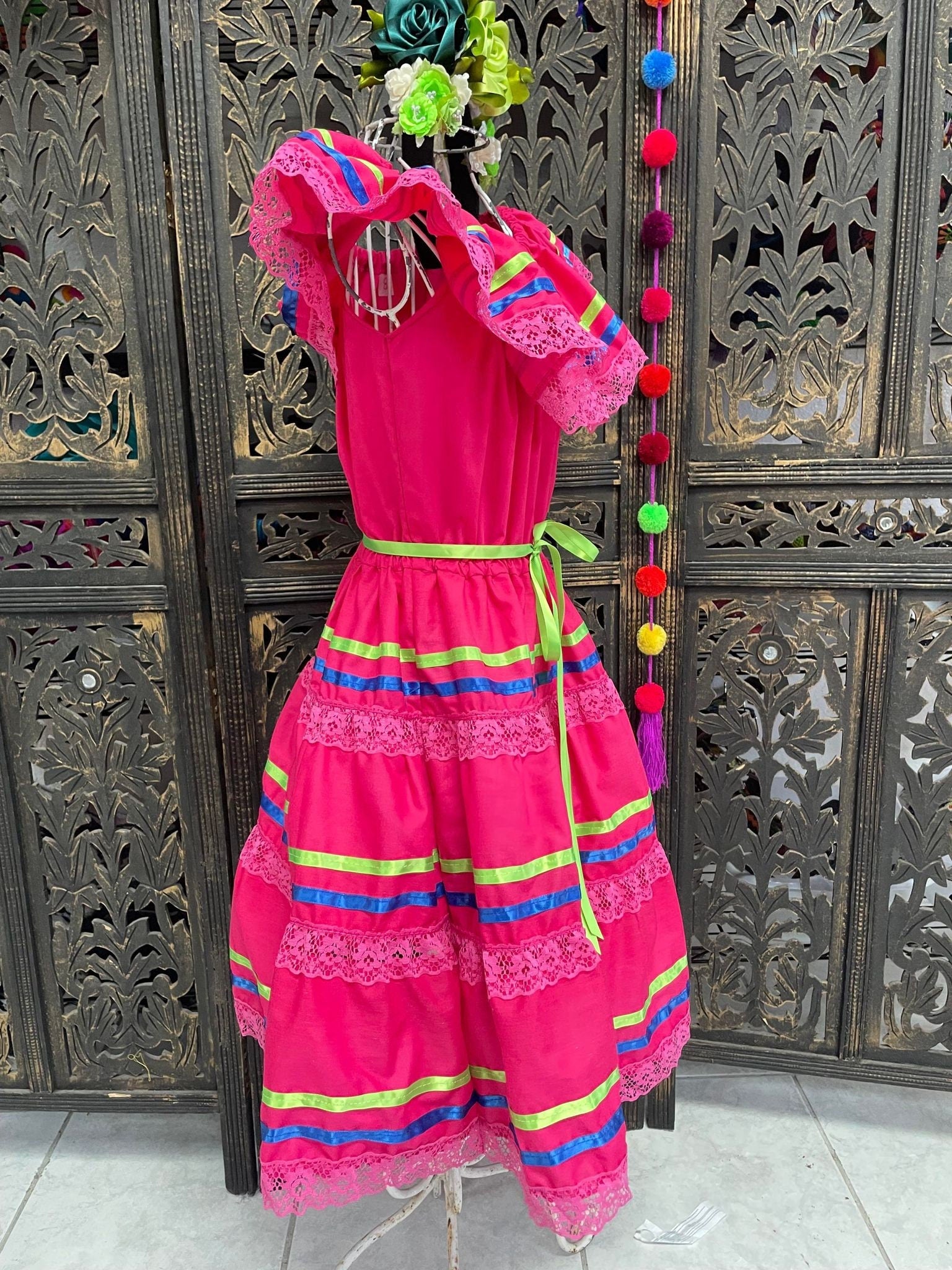 Image of Ready to Ship Fiesta Dress - Girls Halloween Costume - Handmade Mexican Dress