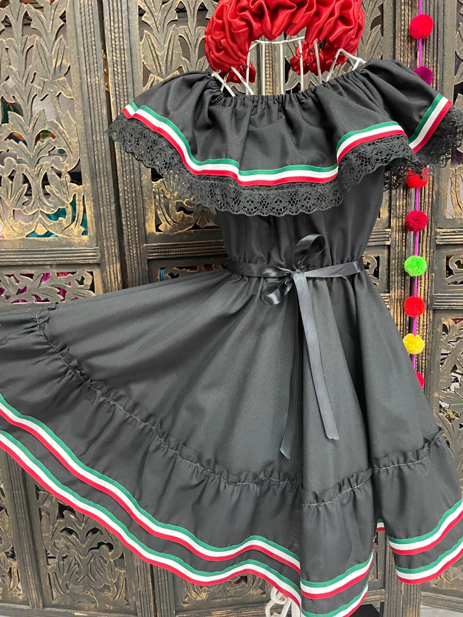 Fiesta Dress - Girls Halloween Costume - Handmade Mexican Dress