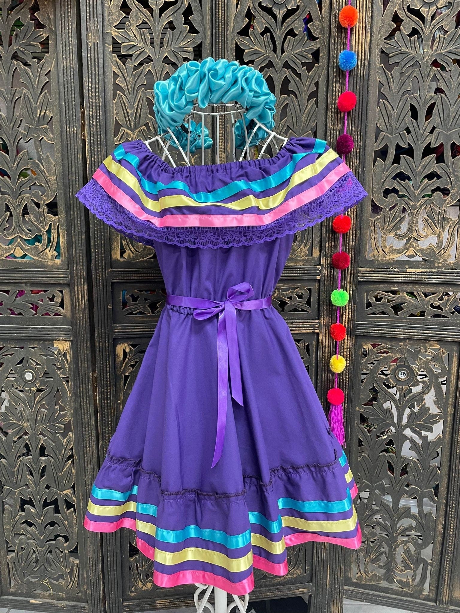 Image of Fiesta Dress - Girls Halloween Costume - Handmade Mexican Dress