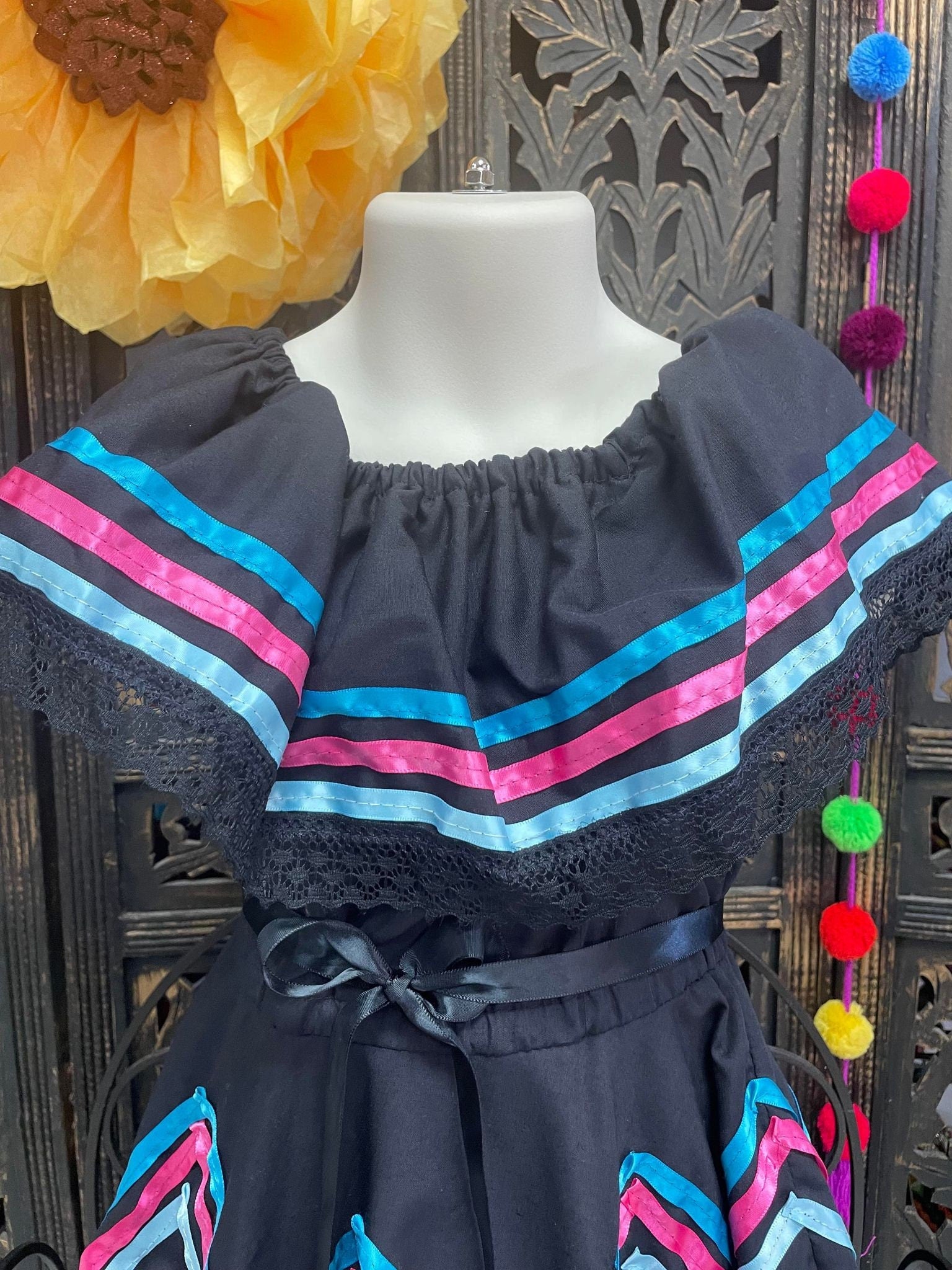 Image of Ready to Ship Fiesta/Estrella Dress - Girls Halloween Costume - Handmade Mexican Dress