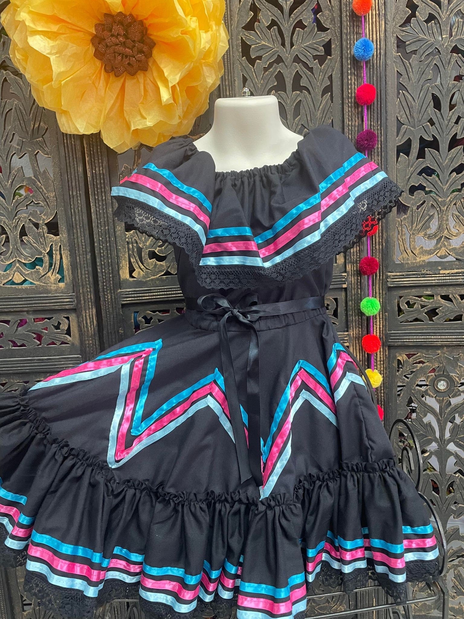 Image of Ready to Ship Fiesta/Estrella Dress - Girls Halloween Costume - Handmade Mexican Dress