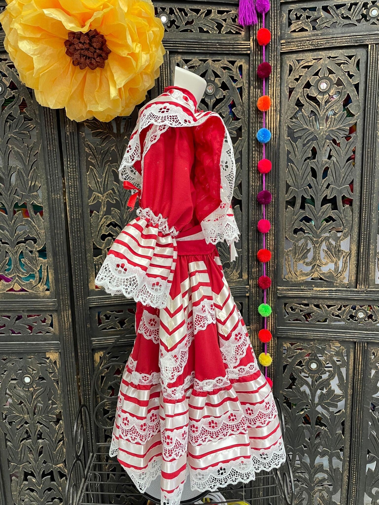 Image of Ready to Ship Elegant Rosie Fiesta Dress - Girls Halloween Costume - Handmade Mexican Dress