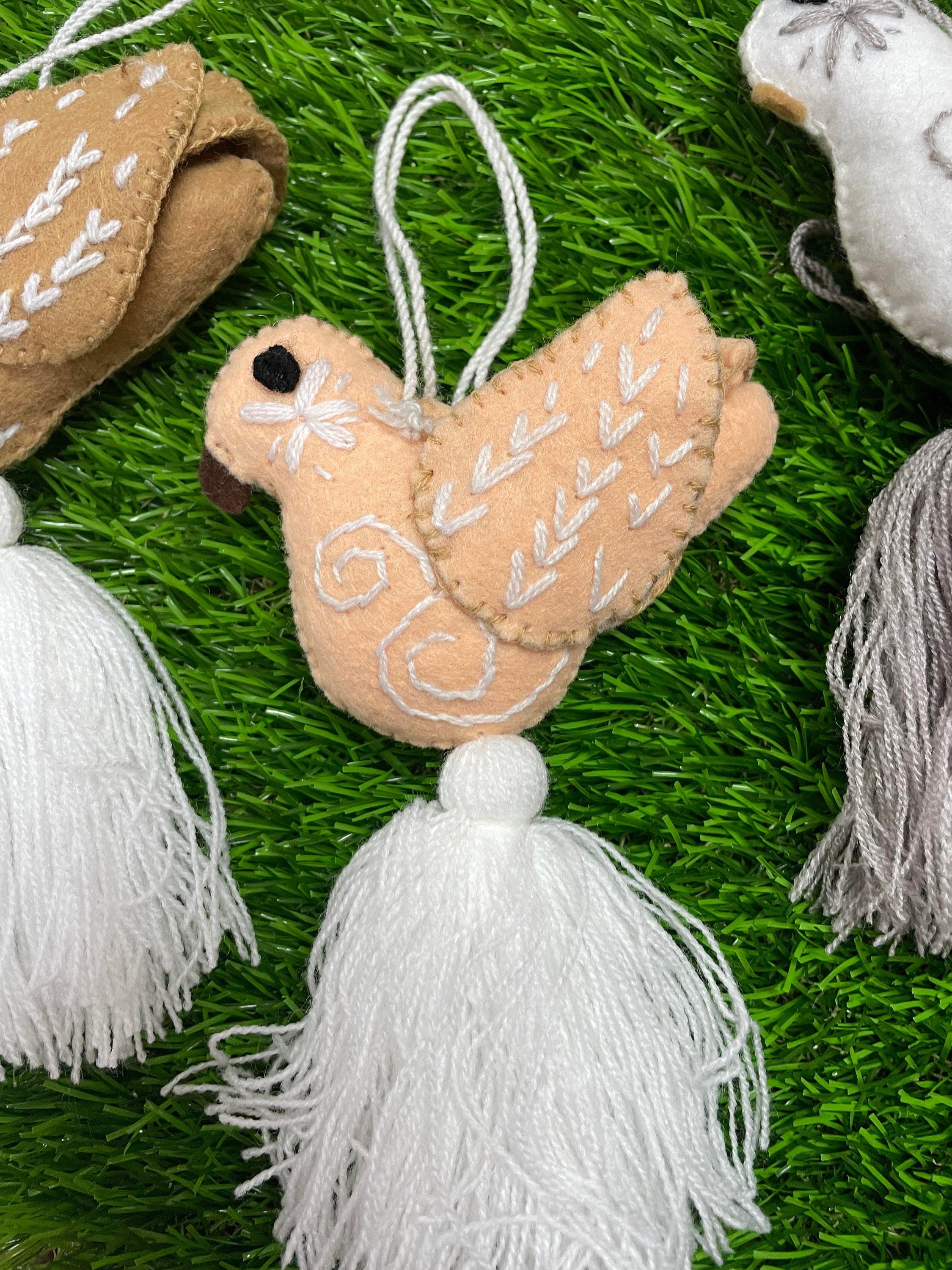 Handmade Dove Felt Tassel Charms - Handmade Charms - Ornament Charms - Car Decor