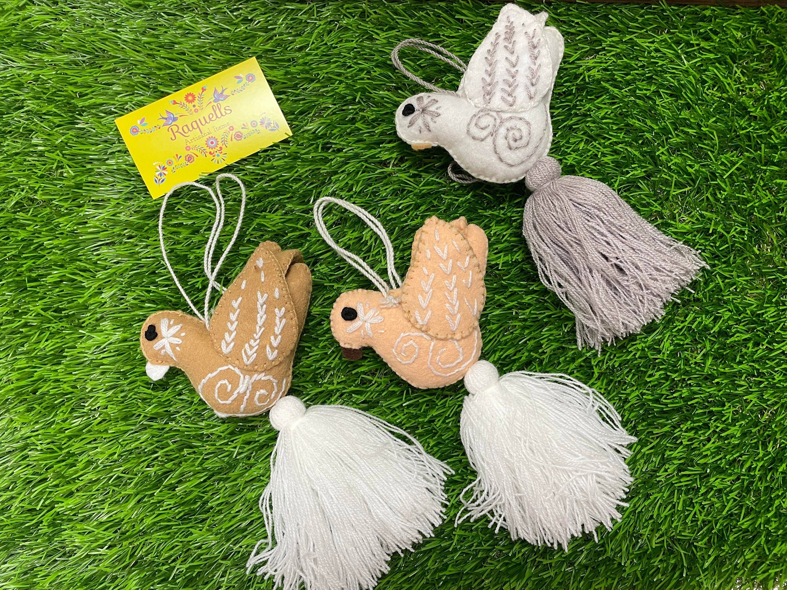 Image of Handmade Dove Felt Tassel Charms - Handmade Charms - Ornament Charms - Car Decor