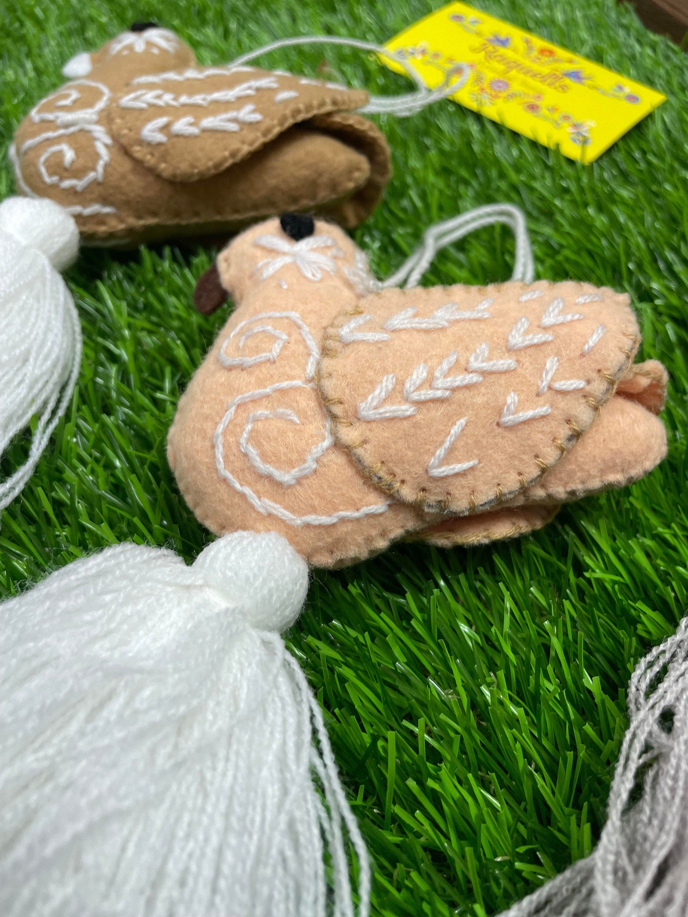 Image of Handmade Dove Felt Tassel Charms - Handmade Charms - Ornament Charms - Car Decor