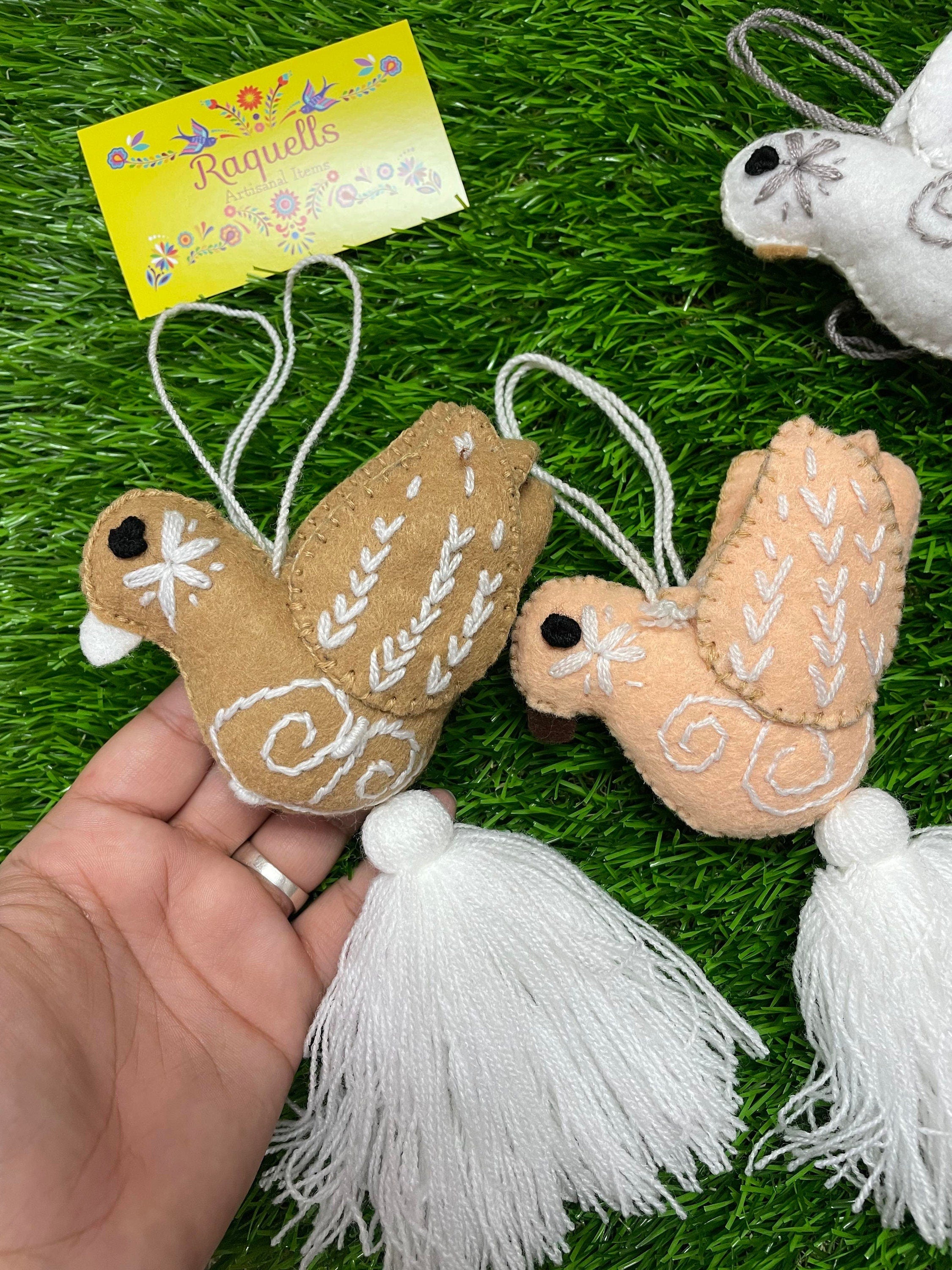 Image of Handmade Dove Felt Tassel Charms - Handmade Charms - Ornament Charms - Car Decor