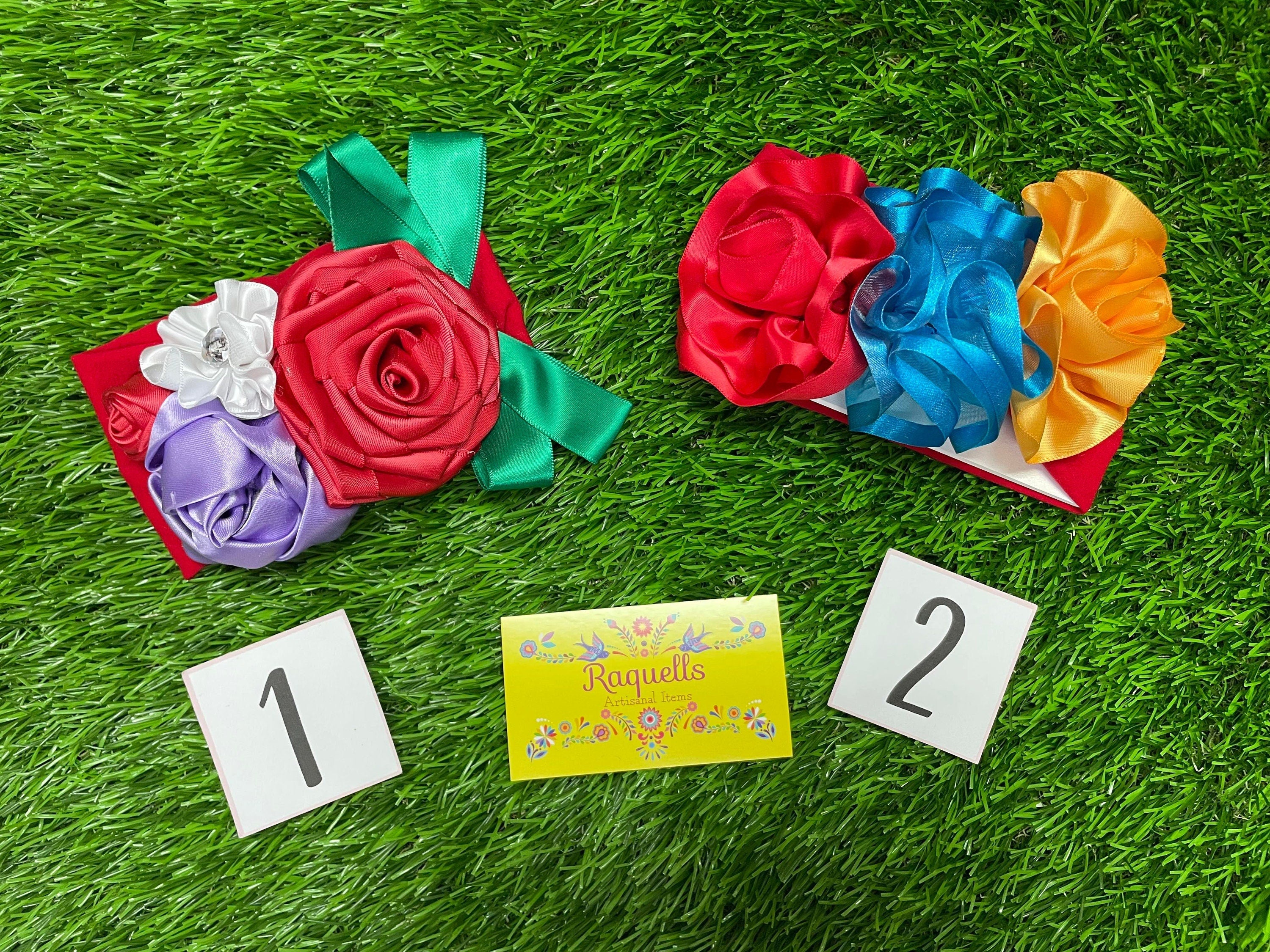 Image of Handmade Soft Baby Headband - Floral Handmade Ribbon Headband - Red Headband