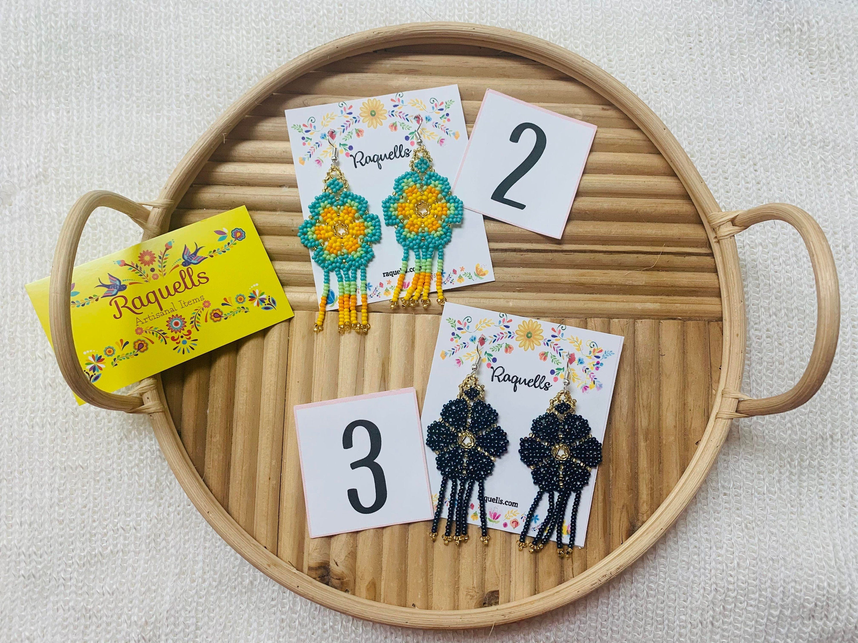 Beautiful Hand Beaded Artisanal Earrings - Beaded Earrings From Chiapas, Mexico