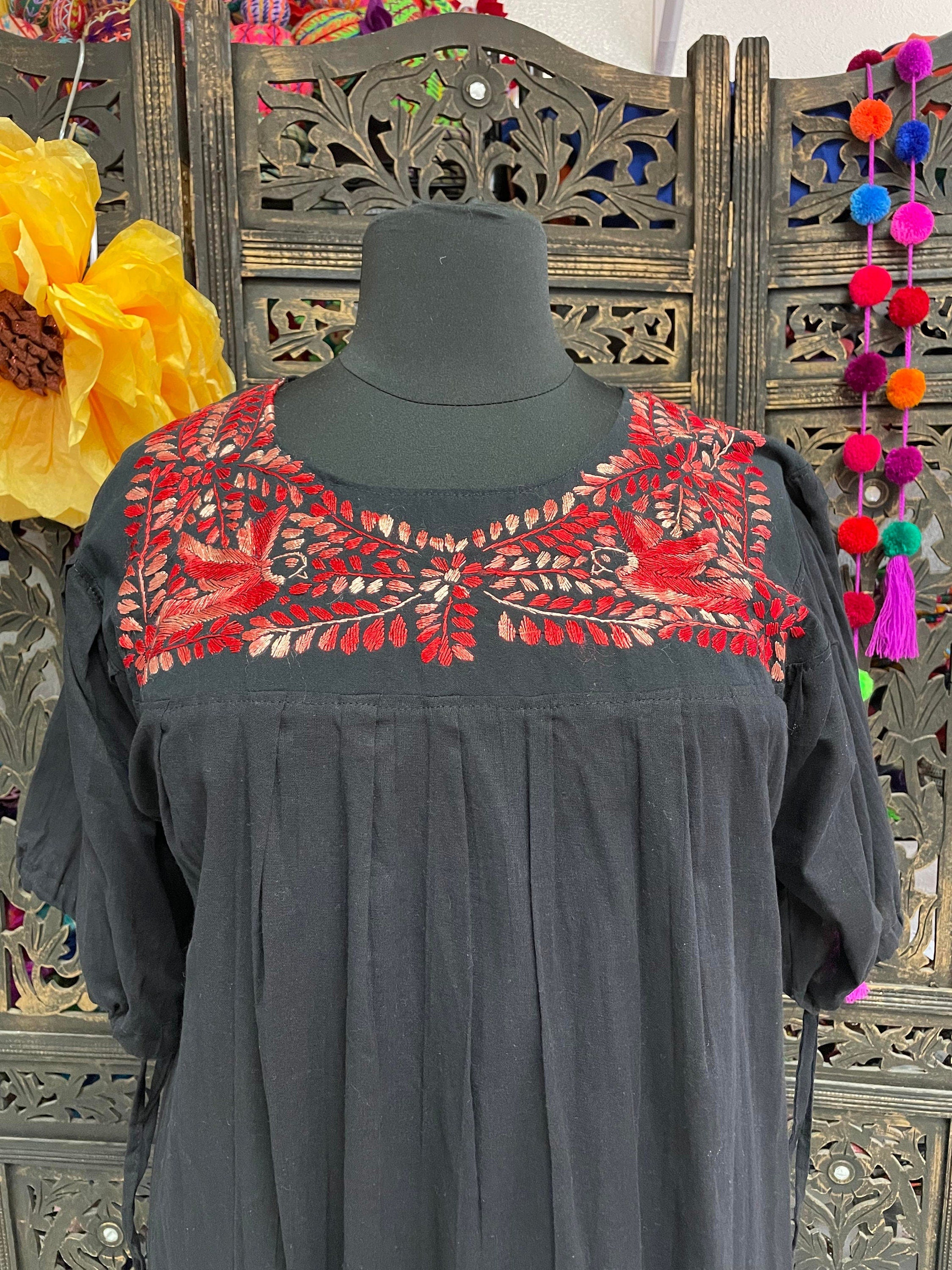 Image of Beautiful Handmade Mexican Embroidered Dress - Loose Fit Dress - Large/Xlarge