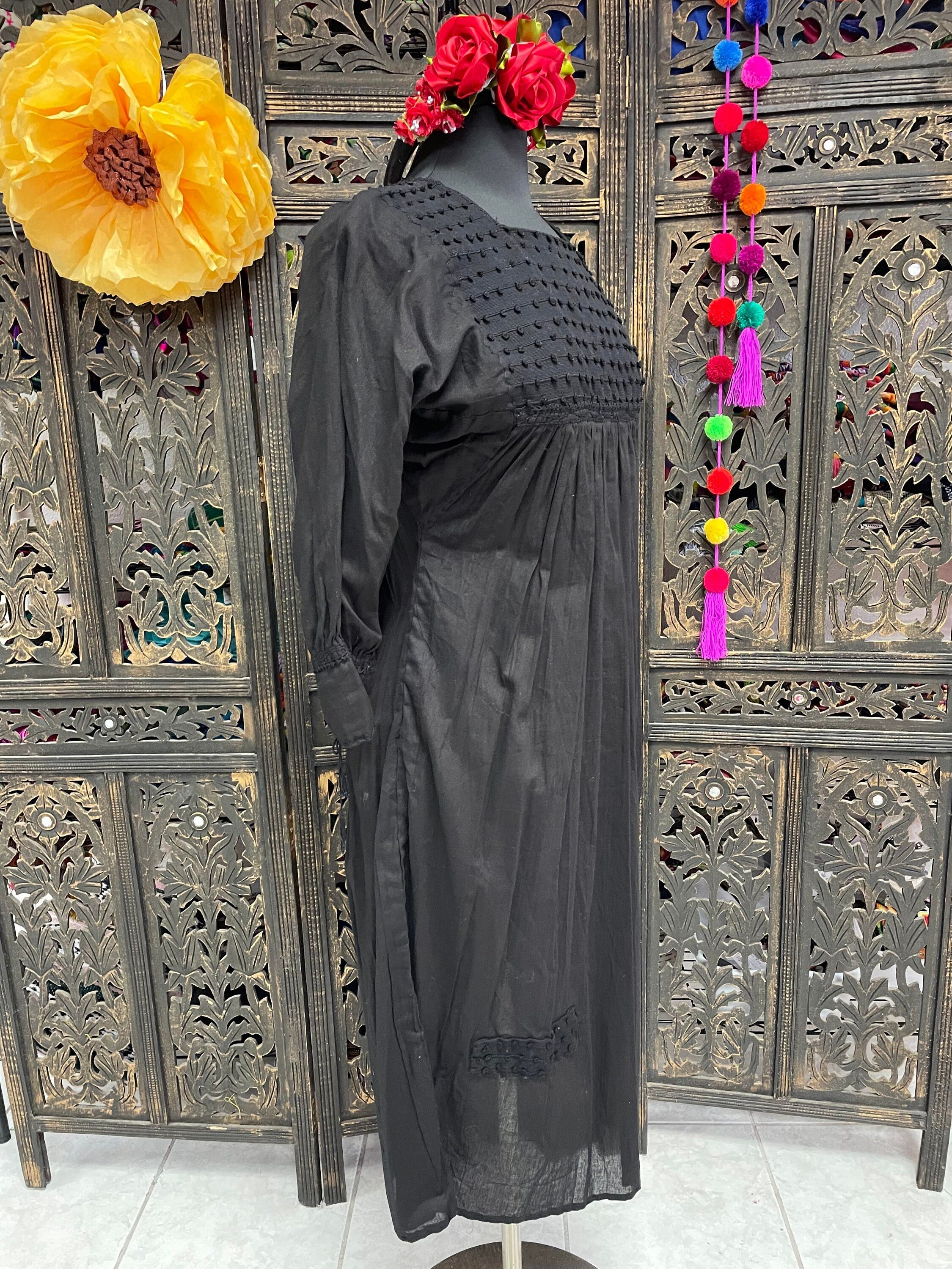 Beautiful Handmade Mexican Embroidered Halloween Dress - Loose Fit Dress - Small/Medium