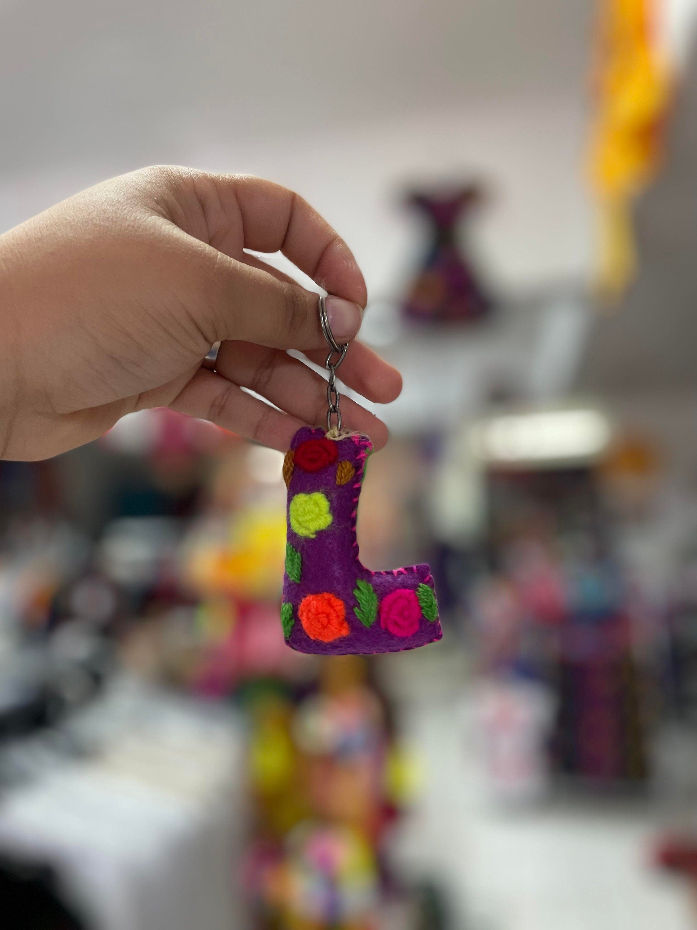 Image of Embroidered Letter Keychain - Artisanal Initial Keychain