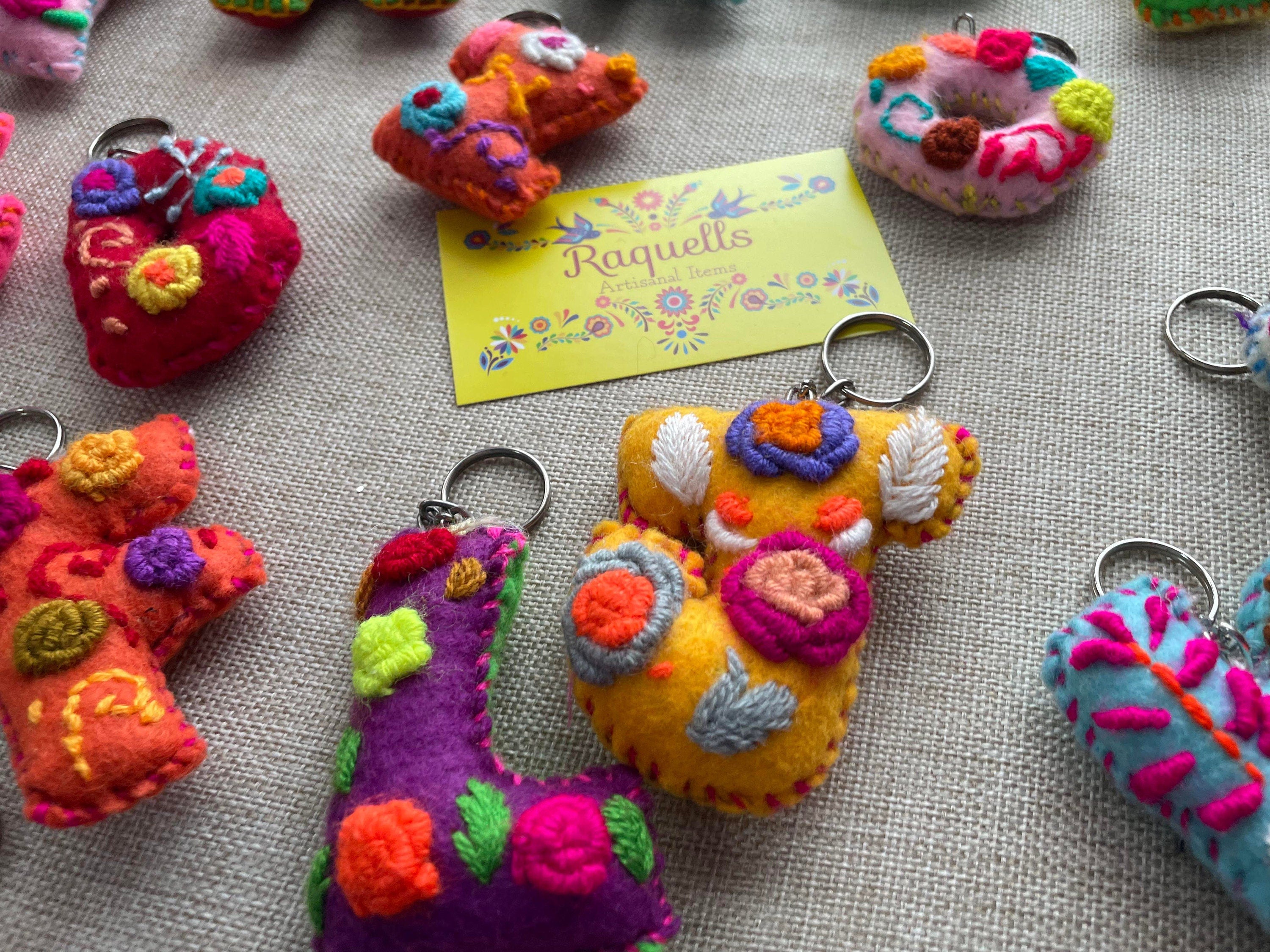 Image of Embroidered Letter Keychain - Artisanal Initial Keychain