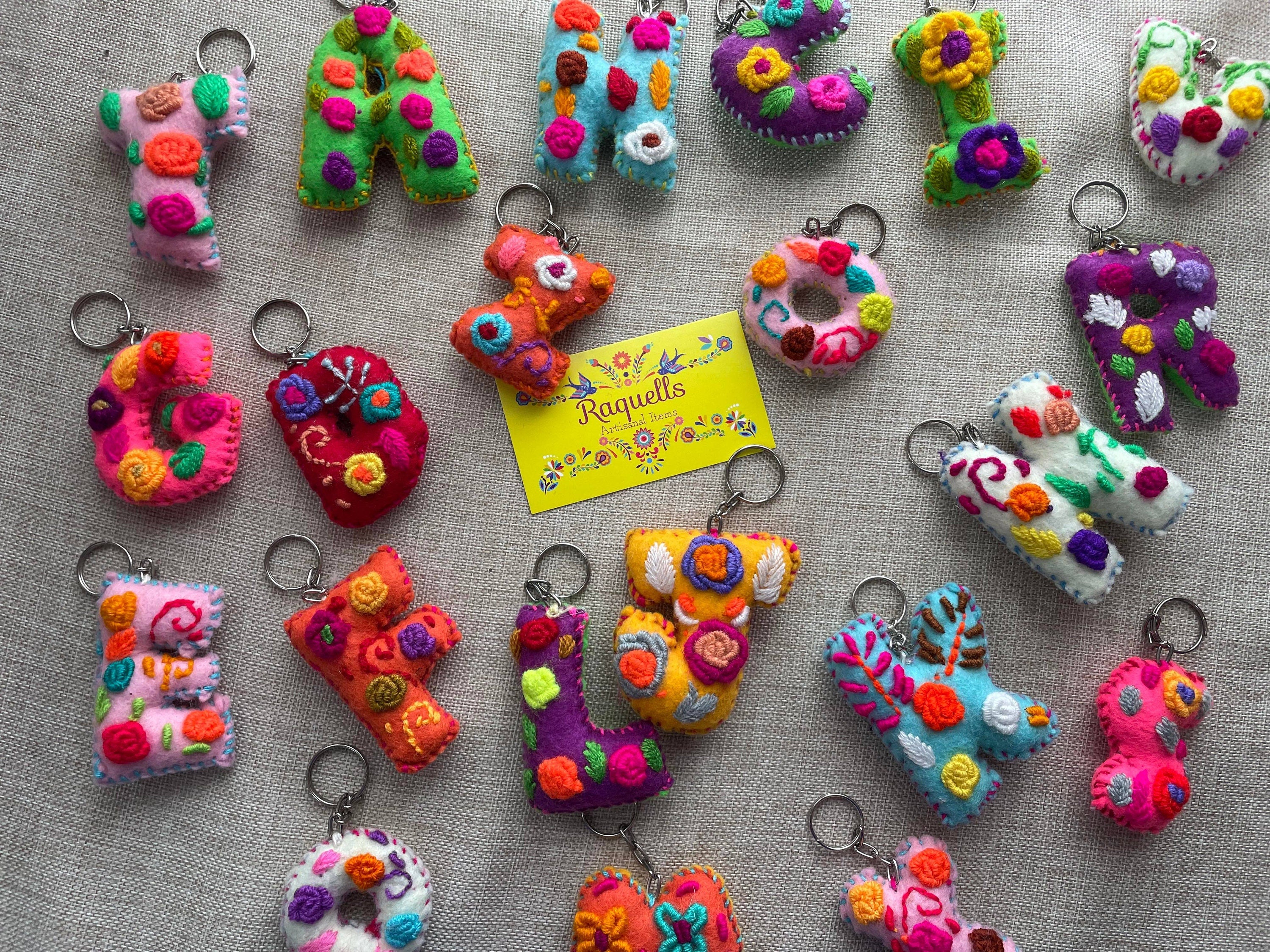 Embroidered Letter Keychain - Artisanal Initial Keychain