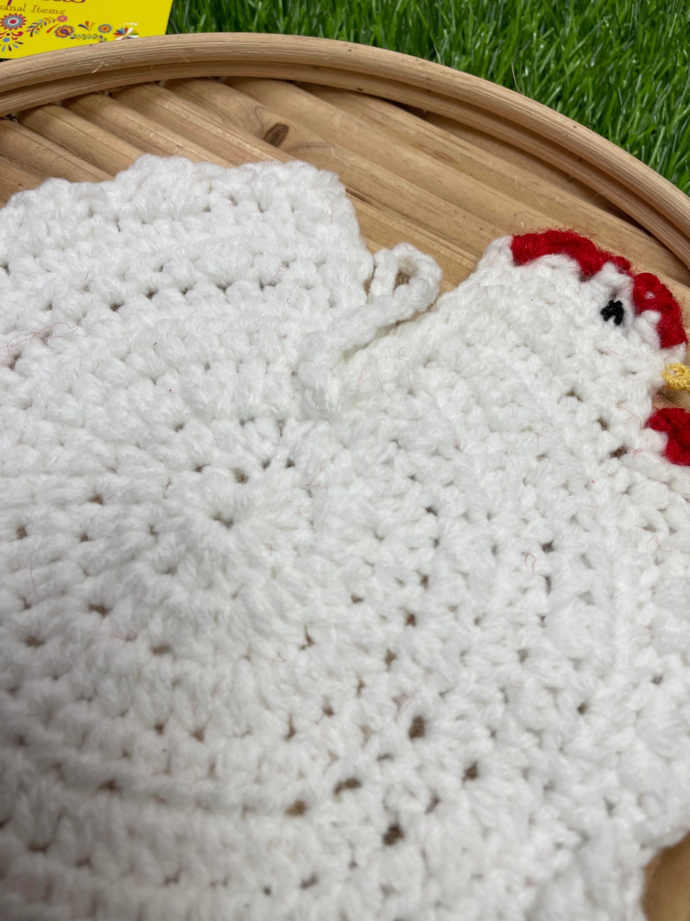 Handmade Crochet Chicken - Chicken Potholder - Chicken Decor
