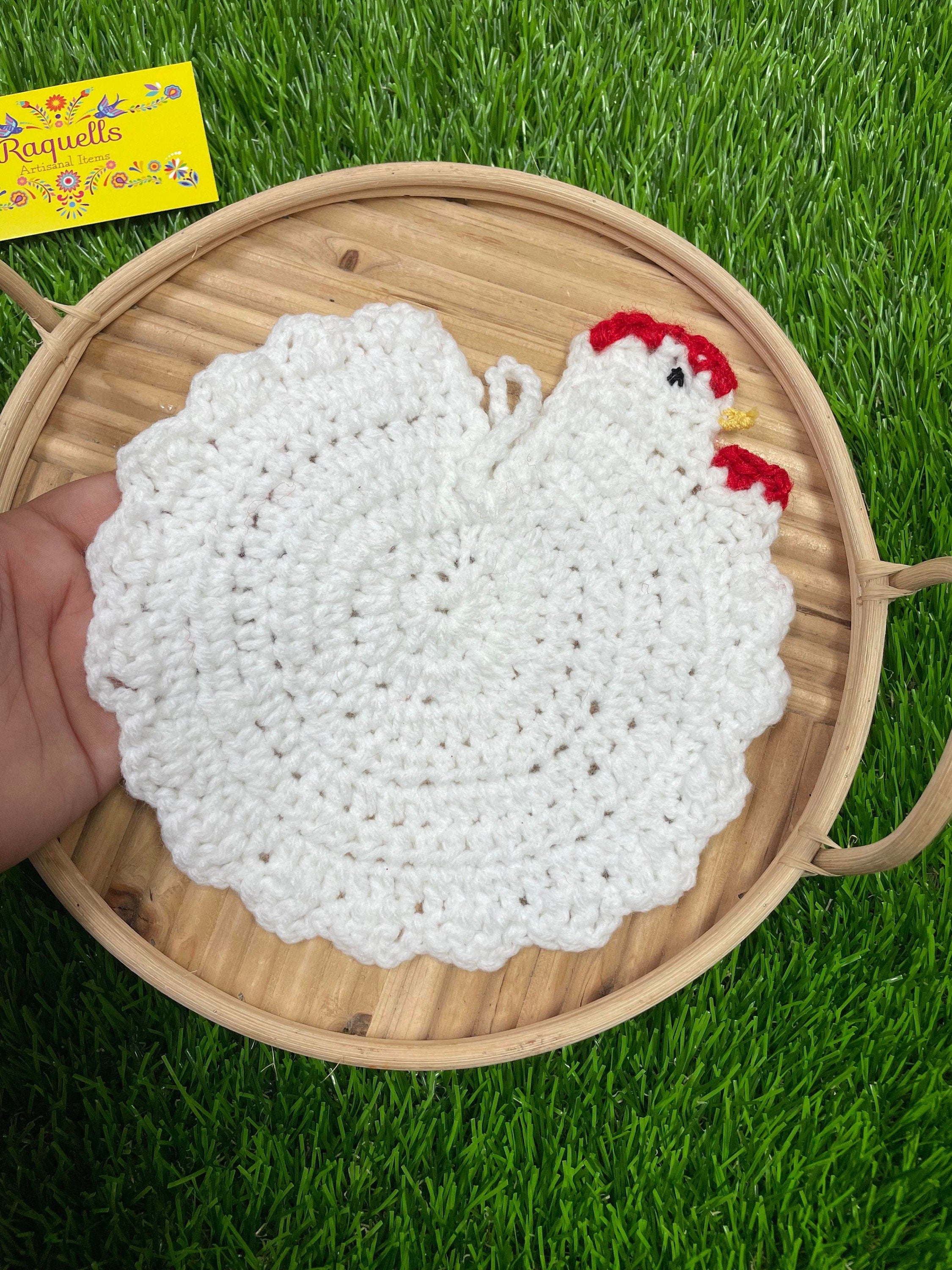 Handmade Crochet Chicken - Chicken Potholder - Chicken Decor