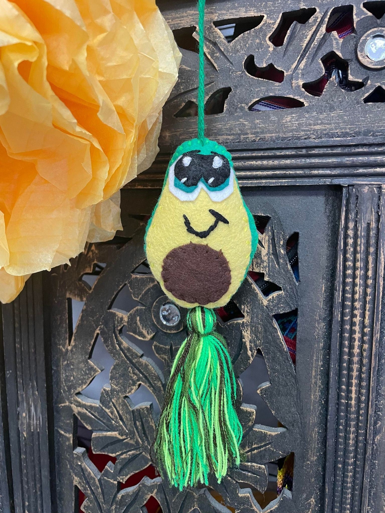 Handmade Cute Avocado Felt Tassel Charms - Handmade Charms - Ornament Charms - Car Decor