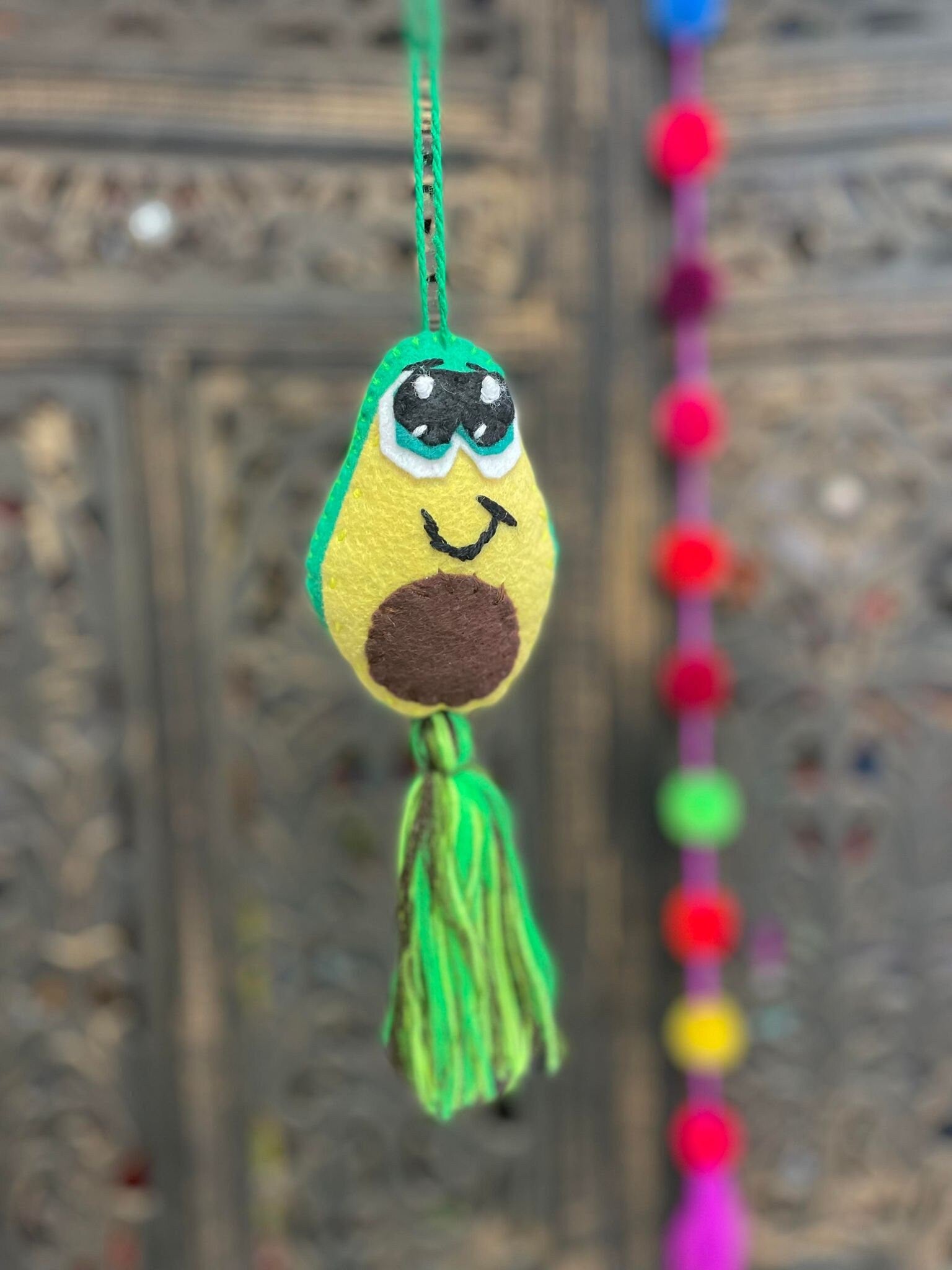 Image of Handmade Cute Avocado Felt Tassel Charms - Handmade Charms - Ornament Charms - Car Decor