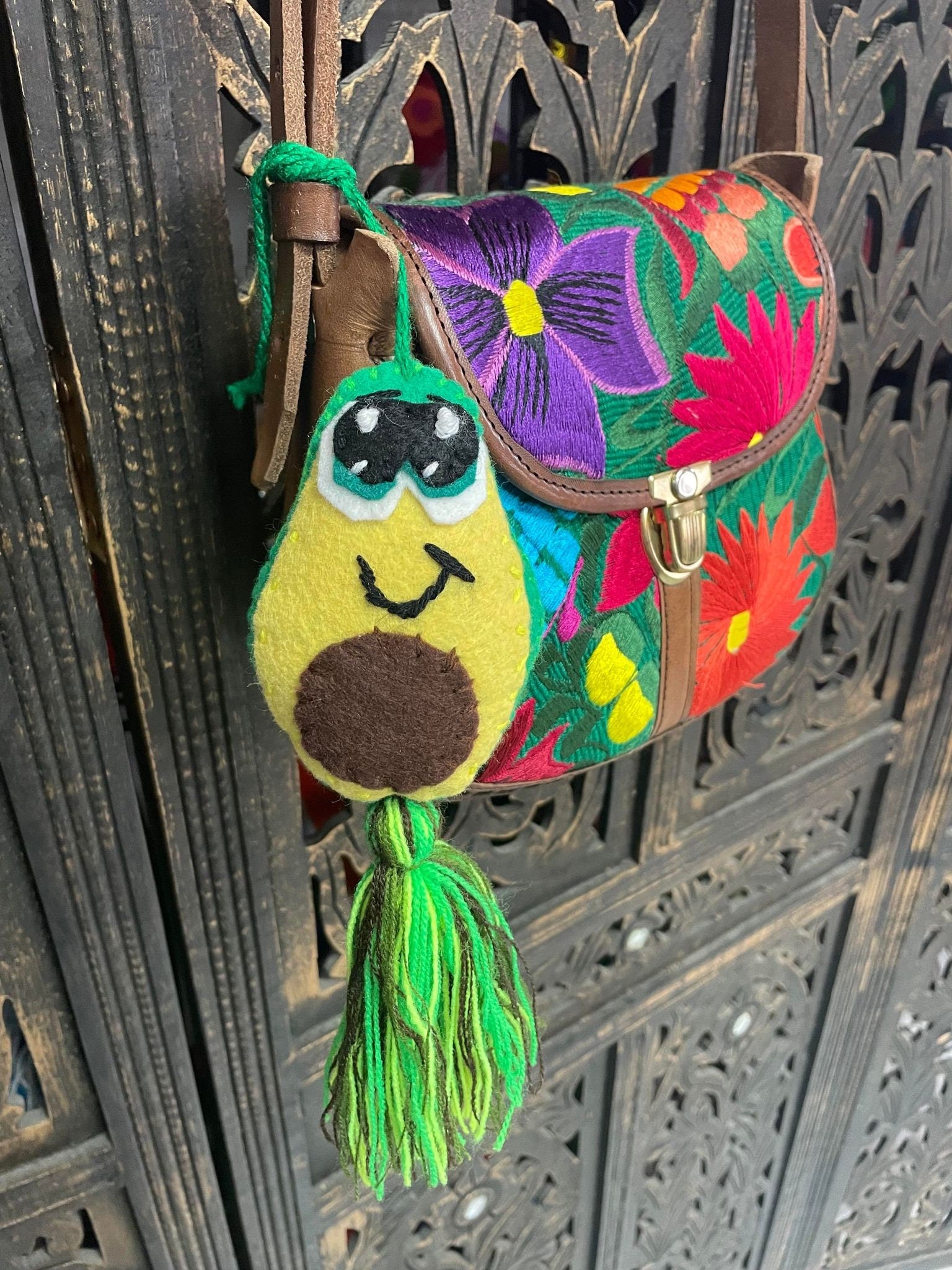 Image of Handmade Cute Avocado Felt Tassel Charms - Handmade Charms - Ornament Charms - Car Decor