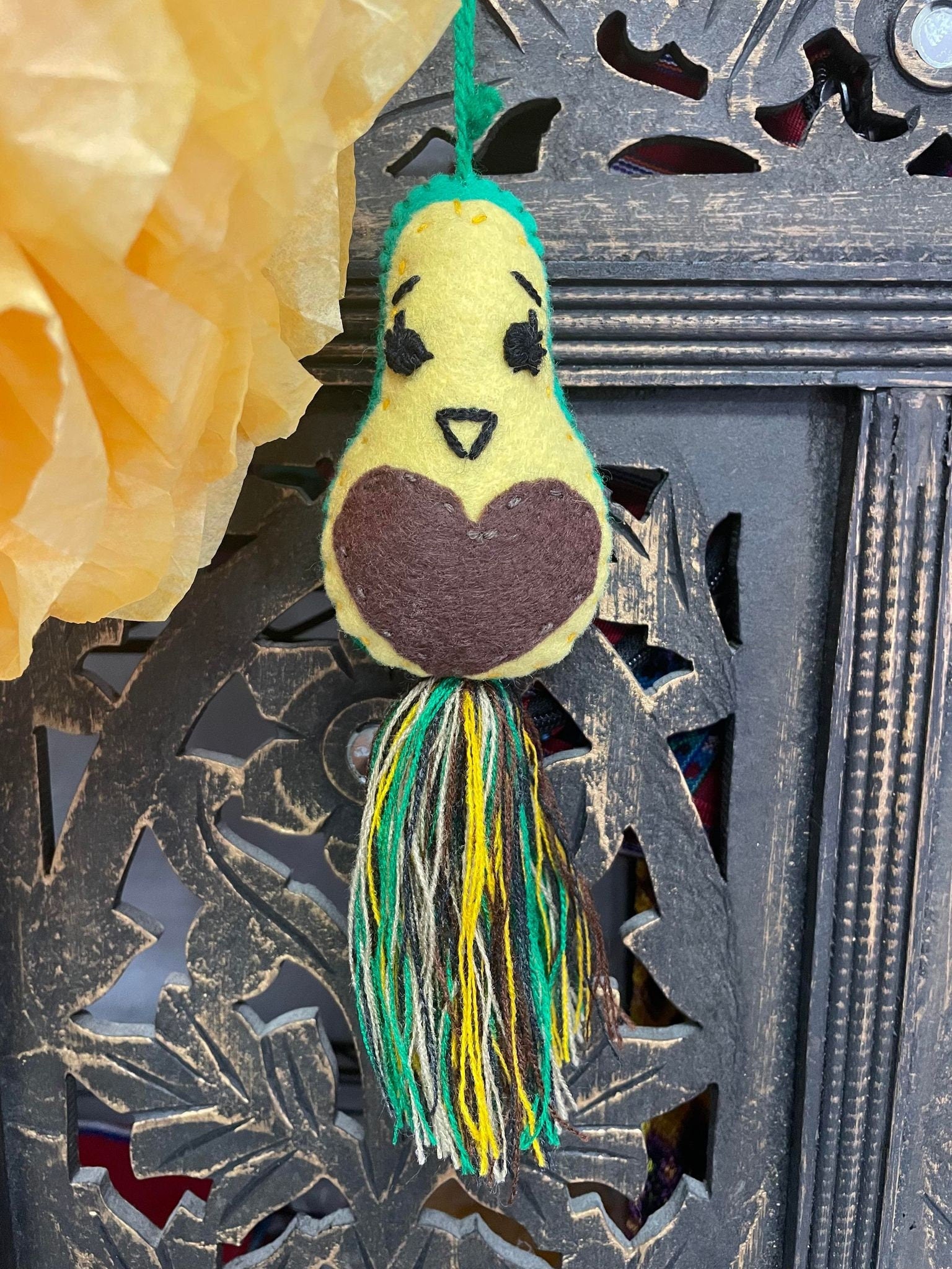 Image of Handmade Cute Avocado Felt Tassel Charms - Handmade Charms - Ornament Charms - Car Decor