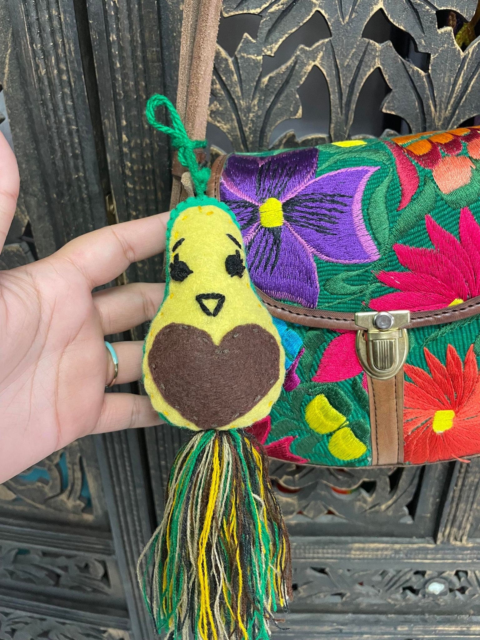 Handmade Cute Avocado Felt Tassel Charms - Handmade Charms - Ornament Charms - Car Decor