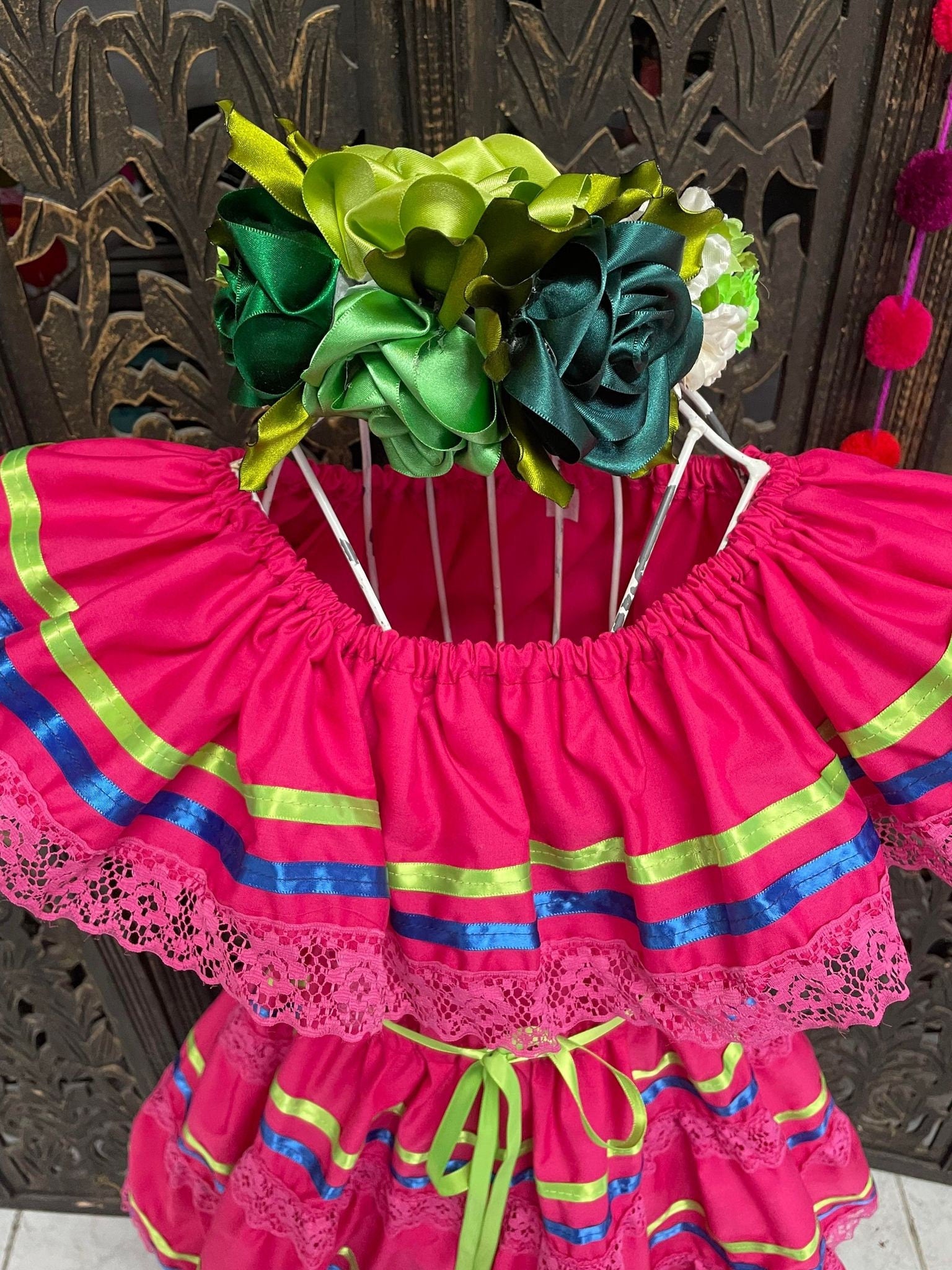 Image of Ready to Ship Fiesta Dress - Girls Halloween Costume - Handmade Mexican Dress