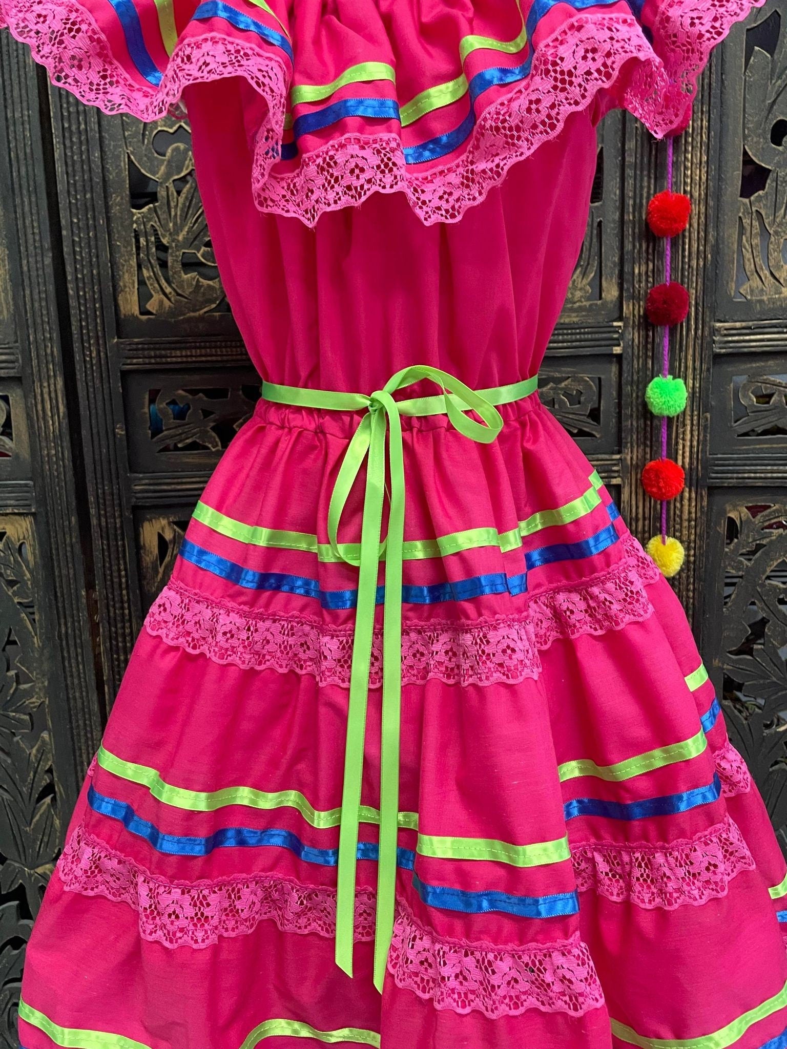 Image of Ready to Ship Fiesta Dress - Girls Halloween Costume - Handmade Mexican Dress