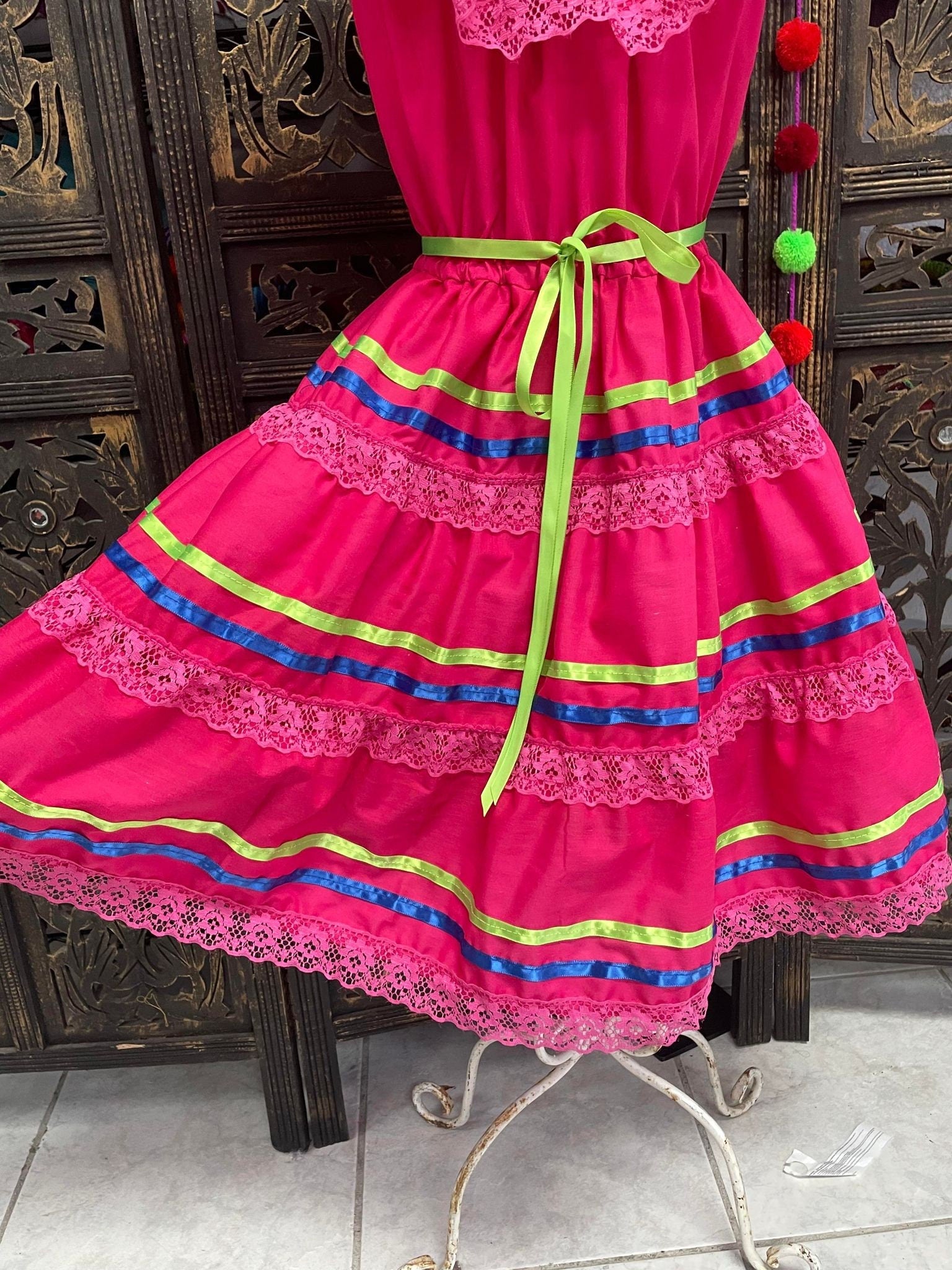 Image of Ready to Ship Fiesta Dress - Girls Halloween Costume - Handmade Mexican Dress