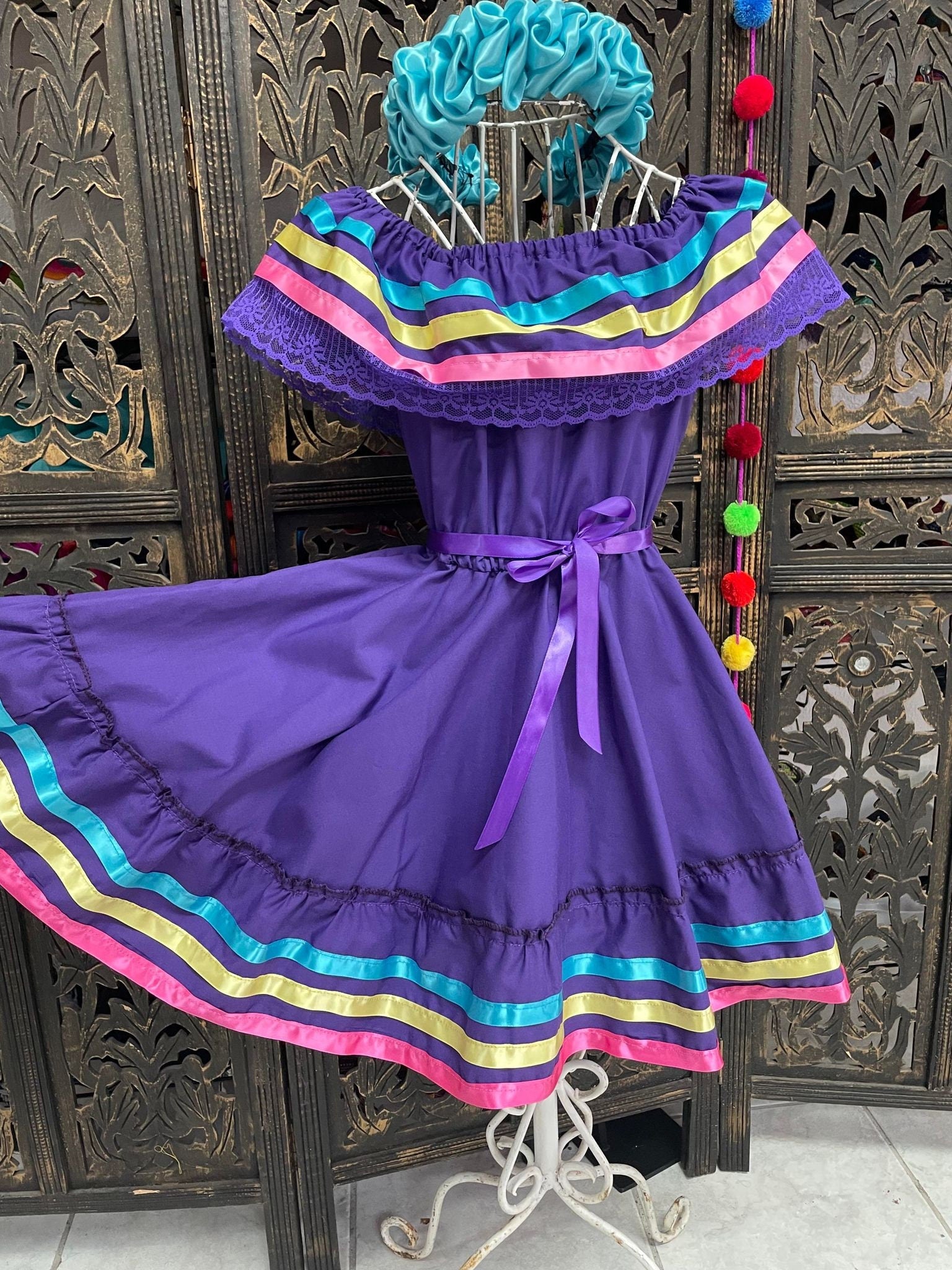 Fiesta Dress - Girls Halloween Costume - Handmade Mexican Dress