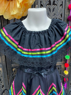 Image of Ready to Ship Fiesta/Estrella Dress - Girls Halloween Costume - Handmade Mexican Dress
