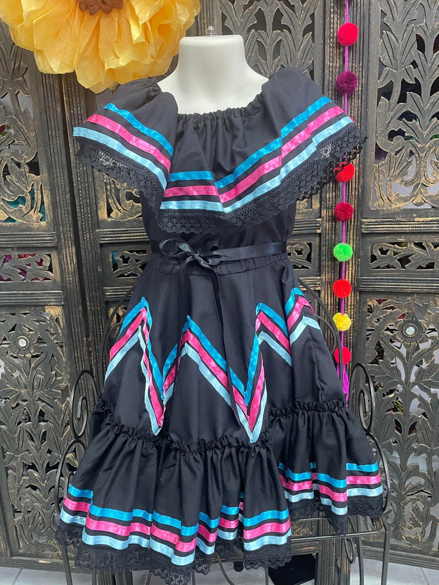 Image of Ready to Ship Fiesta/Estrella Dress - Girls Halloween Costume - Handmade Mexican Dress