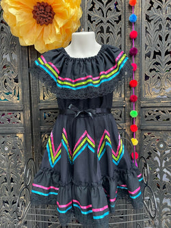Image of Ready to Ship Fiesta/Estrella Dress - Girls Halloween Costume - Handmade Mexican Dress