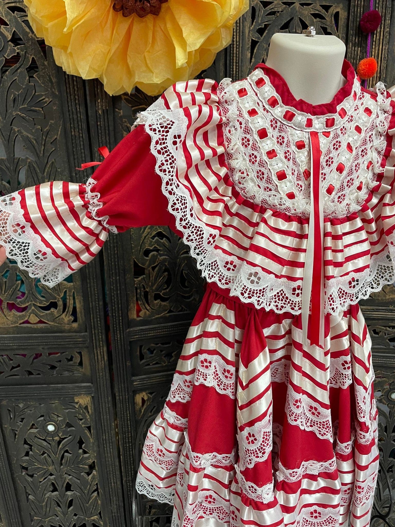 Ready to Ship Elegant Rosie Fiesta Dress - Girls Halloween Costume - Handmade Mexican Dress
