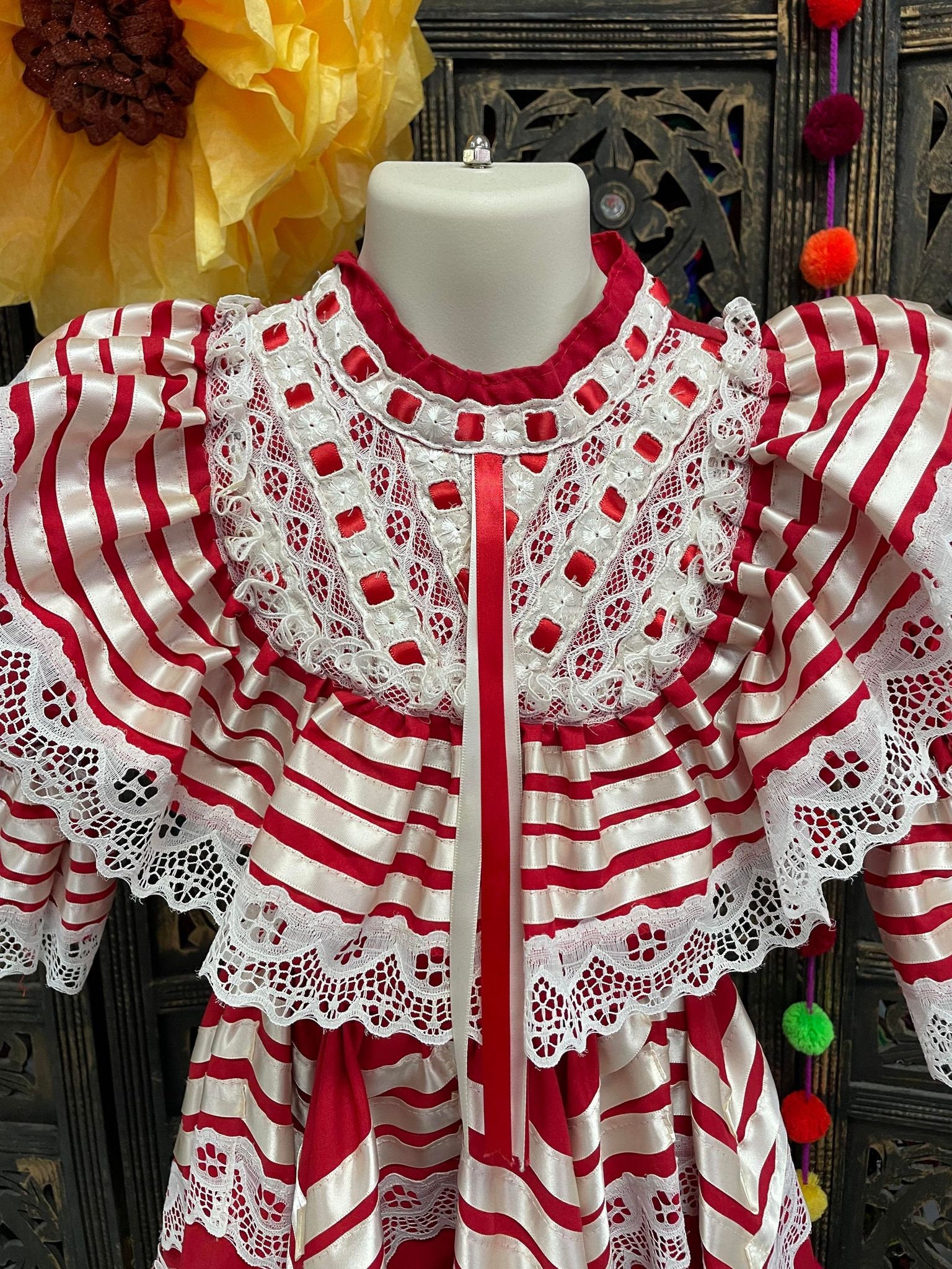 Image of Ready to Ship Elegant Rosie Fiesta Dress - Girls Halloween Costume - Handmade Mexican Dress