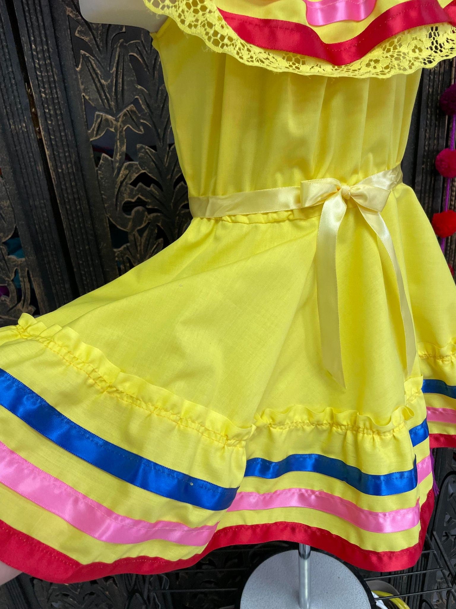 Ribbon Fiesta Dress - Girls Halloween Costume - Handmade Mexican Dress