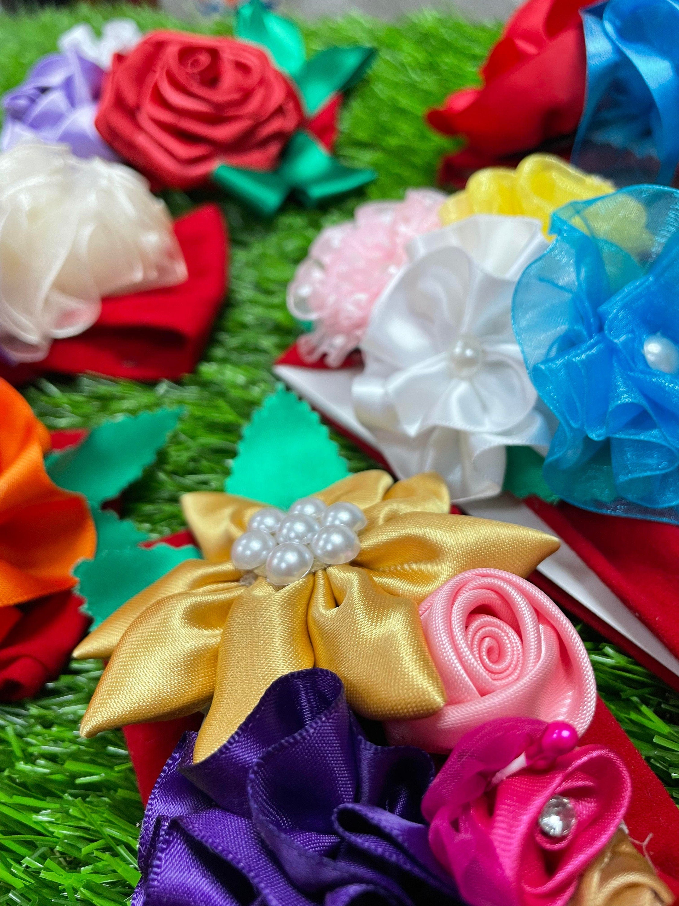 Image of Handmade Soft Baby Headband - Floral Handmade Ribbon Headband - Red Headband