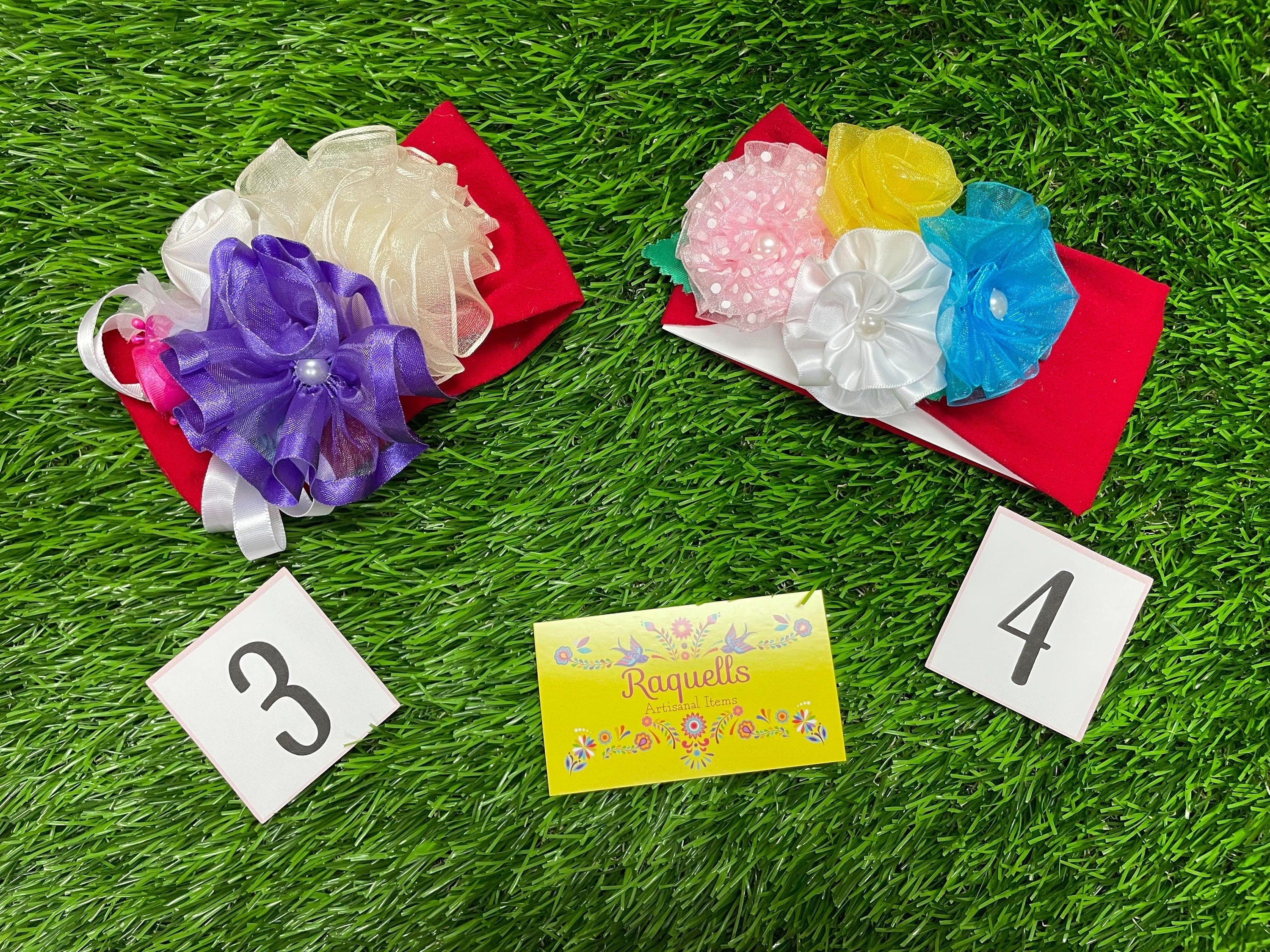 Image of Handmade Soft Baby Headband - Floral Handmade Ribbon Headband - Red Headband