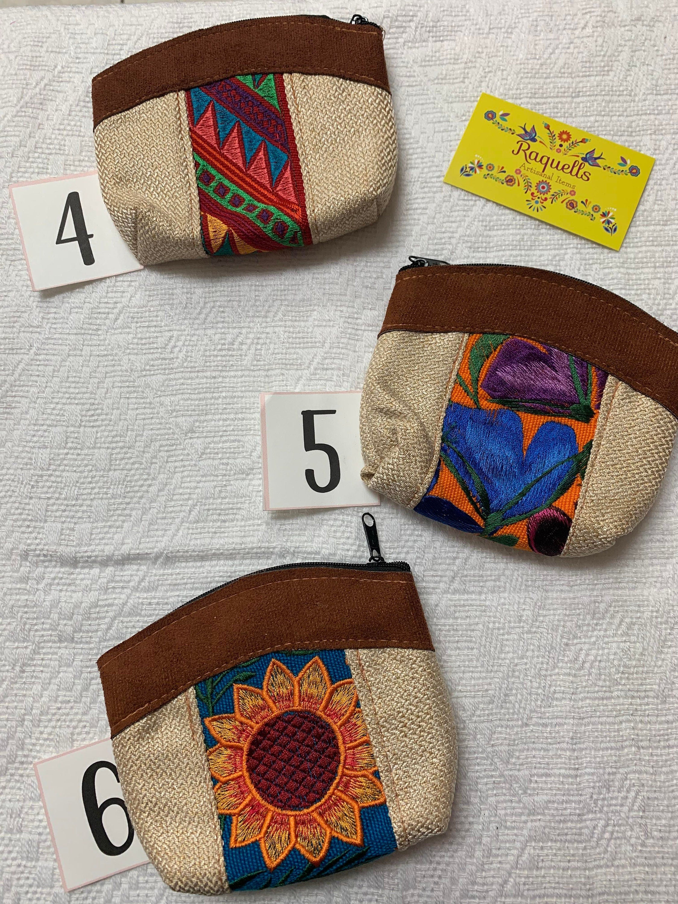 Image of Cute Handmade Coin Bags - Embroidered Coin Bags - Mexican Style Bags